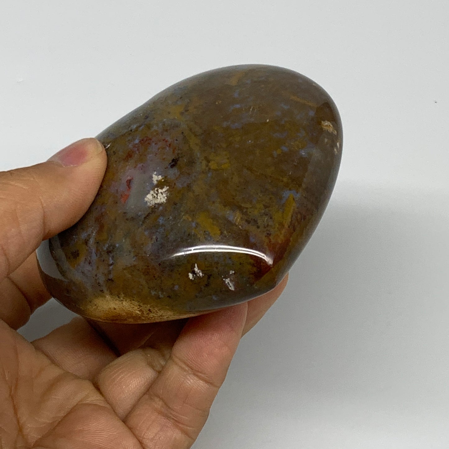 0.69 lbs, 3"x3.2"x1.5" Ocean Jasper Heart Polished Healing Crystal, B30898