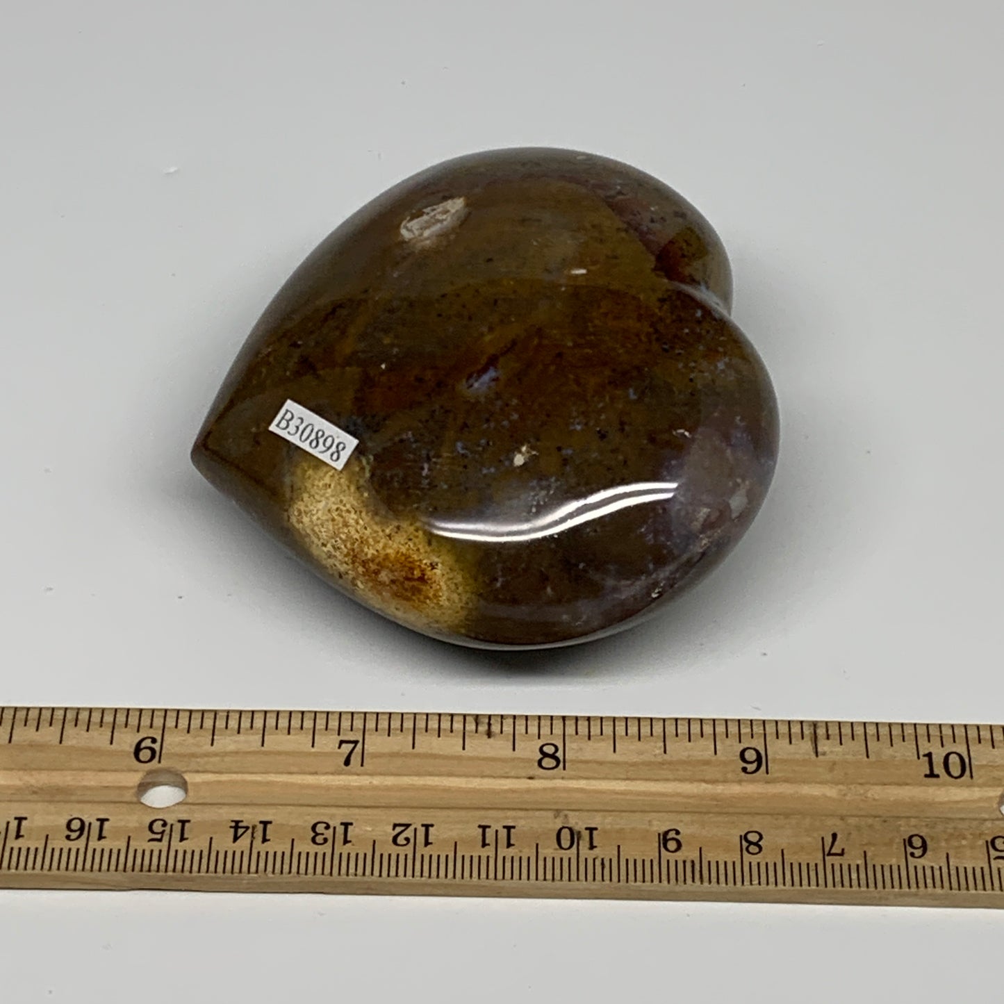 0.69 lbs, 3"x3.2"x1.5" Ocean Jasper Heart Polished Healing Crystal, B30898