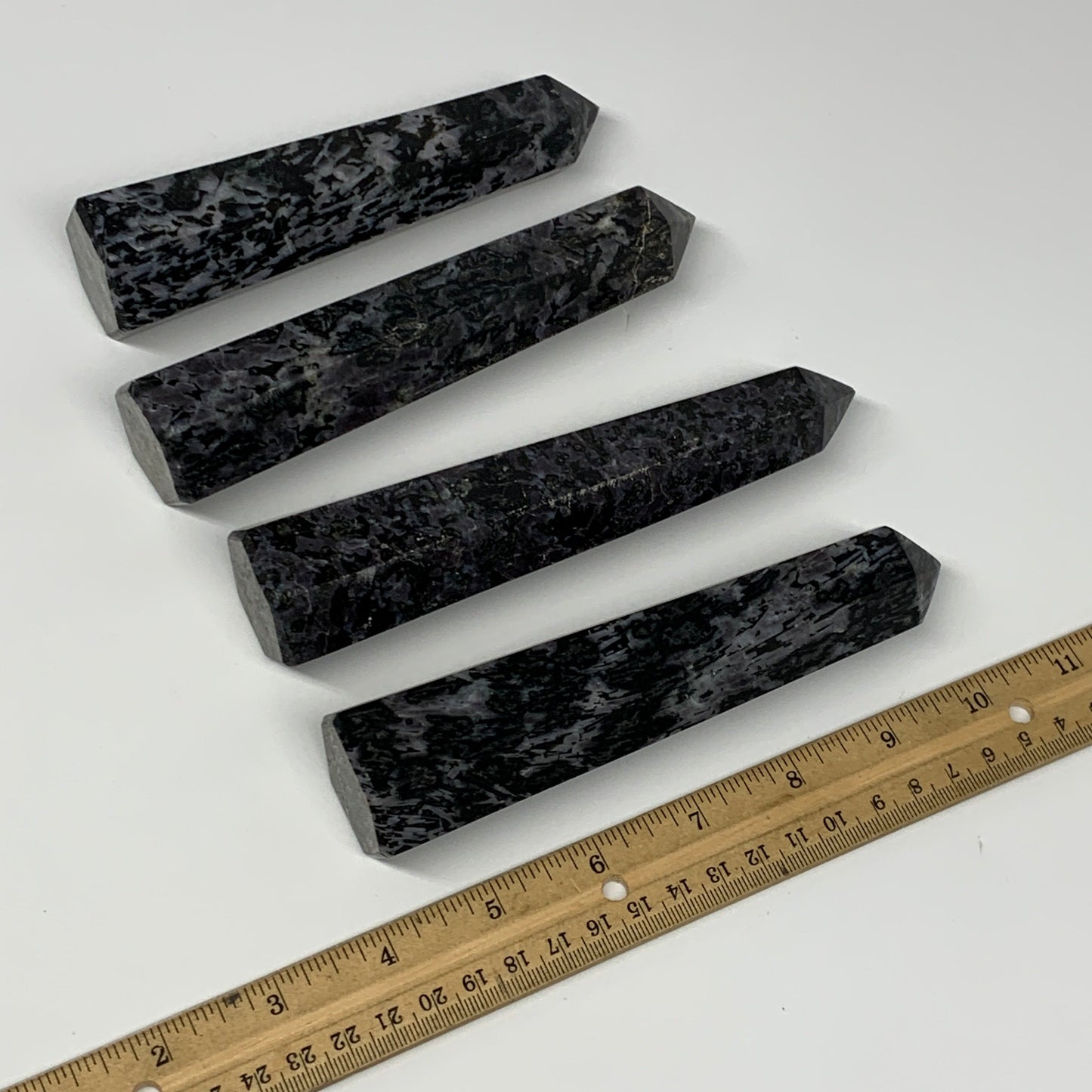 1115 grams, 5.6" - 6", 4 pcs, Indigo Gabro Merlinte Towers/Obelisks, B21431