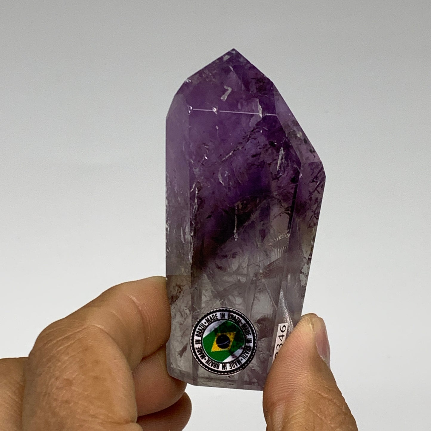 97.5g, 2.9"x1.4"x0.9", Natural Amethyst Tower Point Obelisk @Brazil, B32346