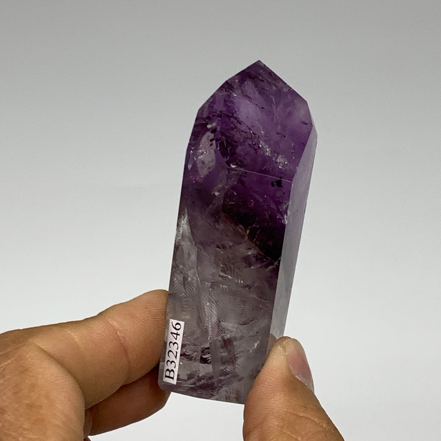 97.5g, 2.9"x1.4"x0.9", Natural Amethyst Tower Point Obelisk @Brazil, B32346