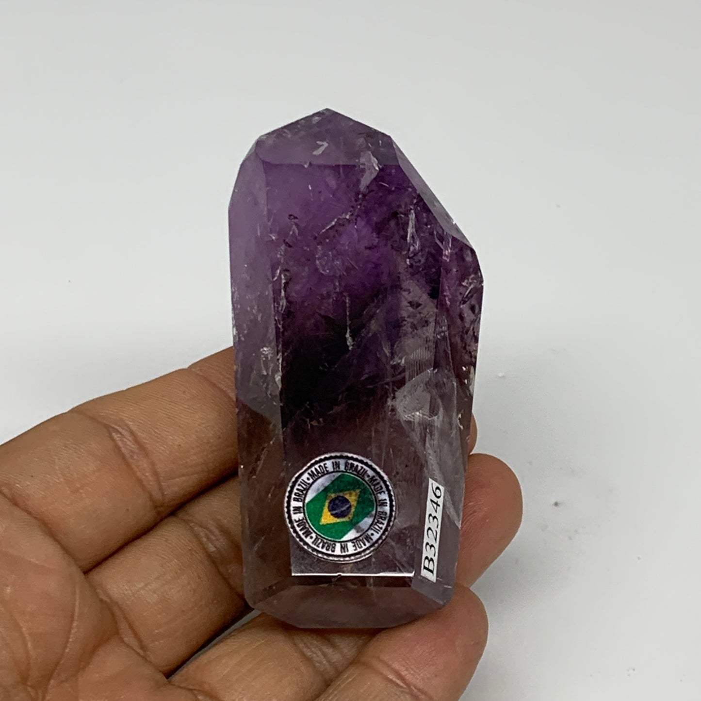 97.5g, 2.9"x1.4"x0.9", Natural Amethyst Tower Point Obelisk @Brazil, B32346