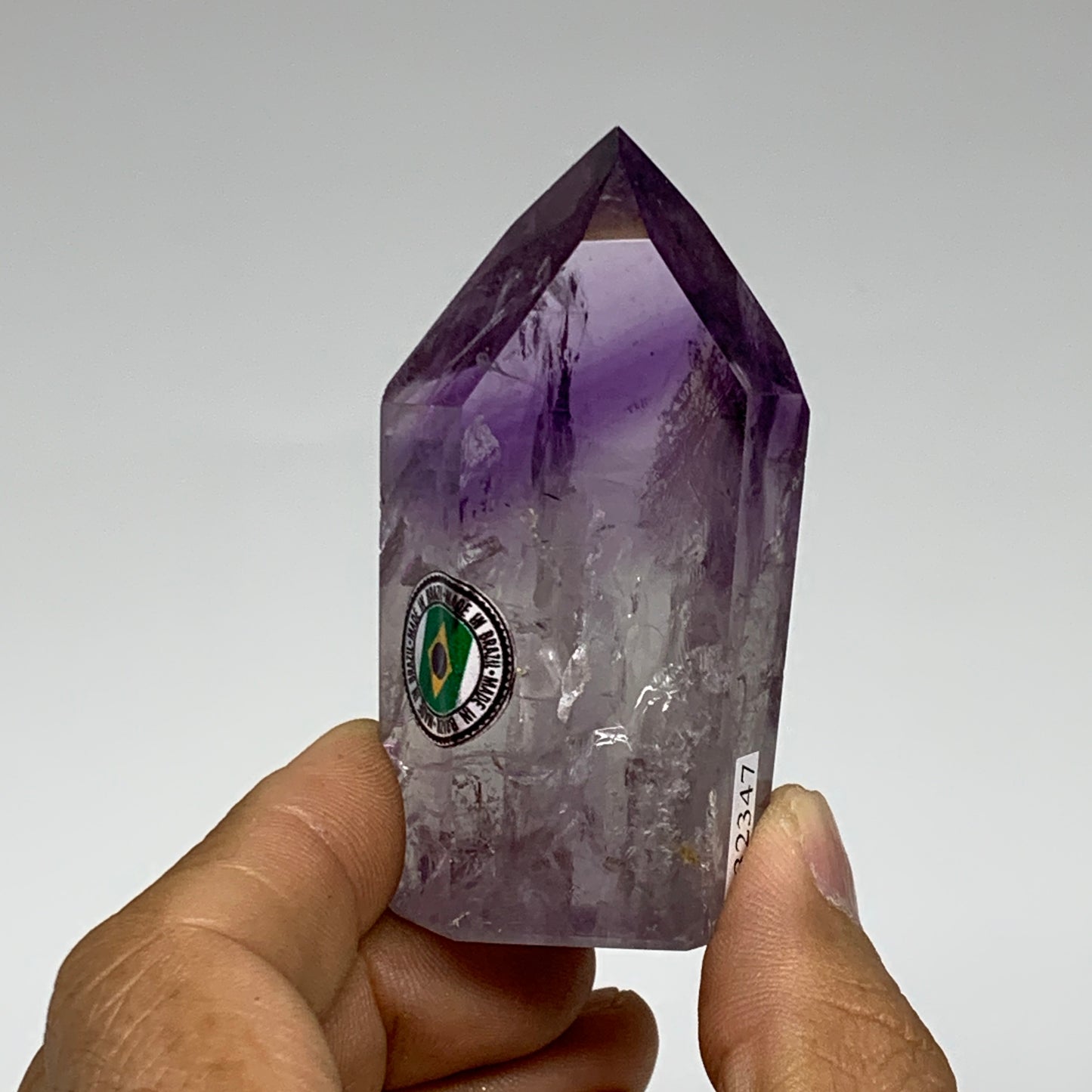 90.6g, 2.6"x1.4"x0.9", Natural Amethyst Tower Point Obelisk @Brazil, B32347