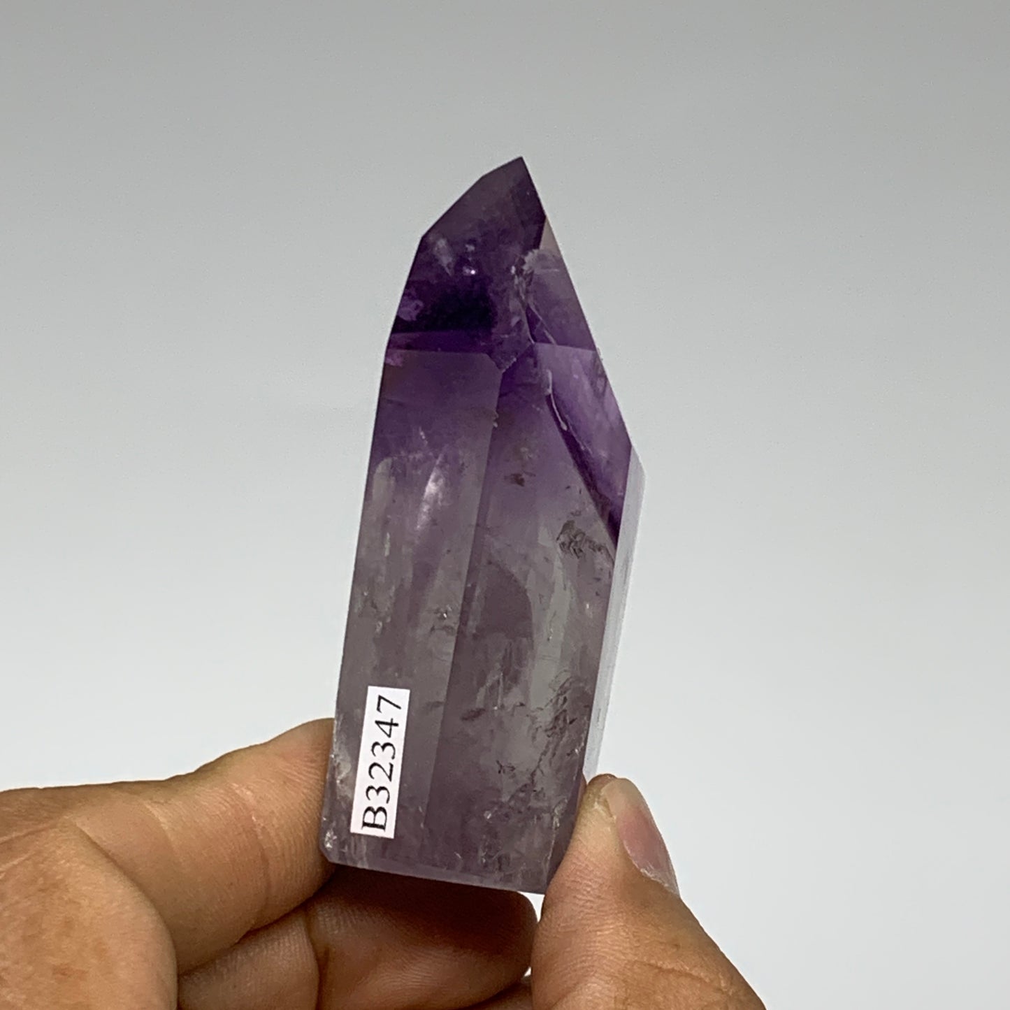 90.6g, 2.6"x1.4"x0.9", Natural Amethyst Tower Point Obelisk @Brazil, B32347