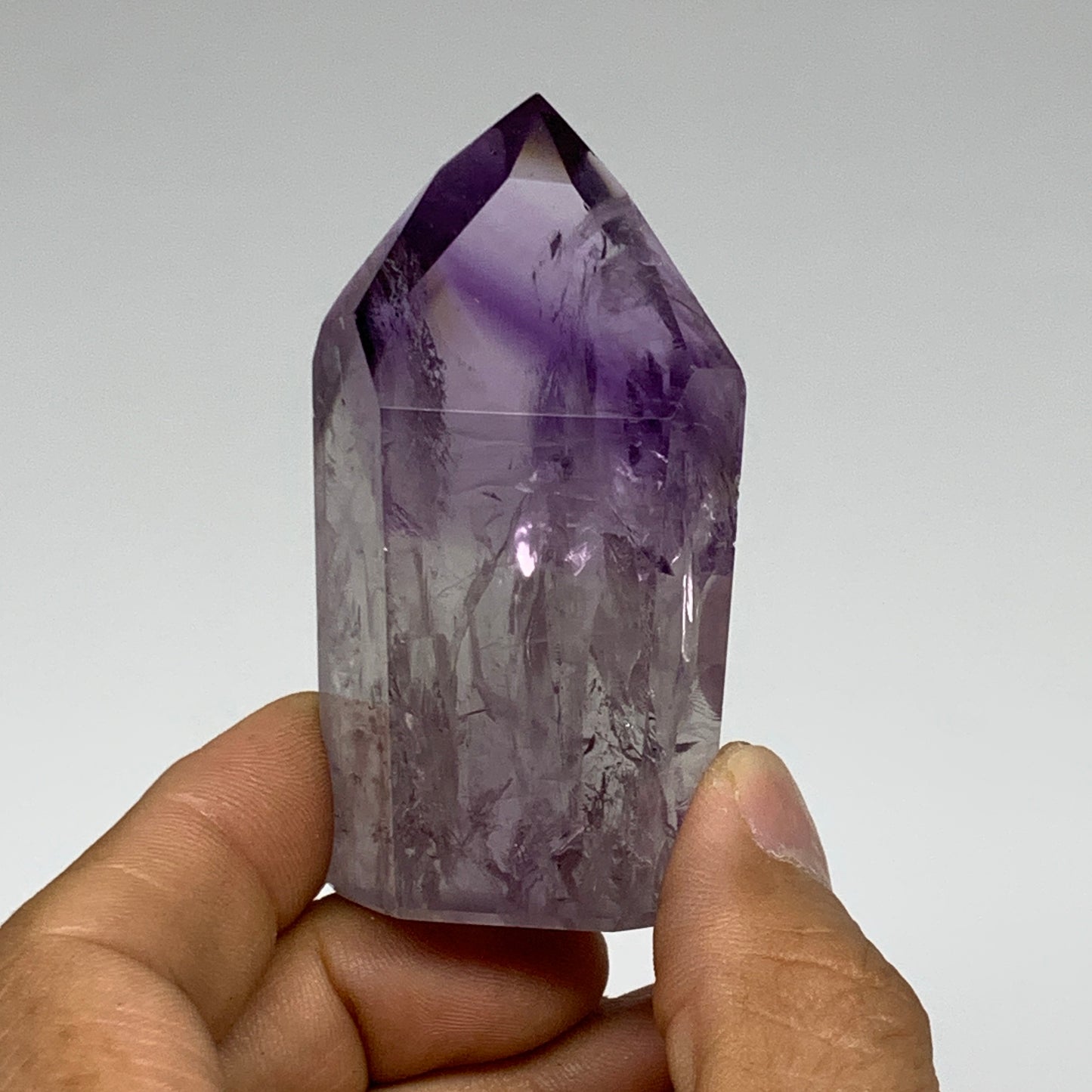 90.6g, 2.6"x1.4"x0.9", Natural Amethyst Tower Point Obelisk @Brazil, B32347