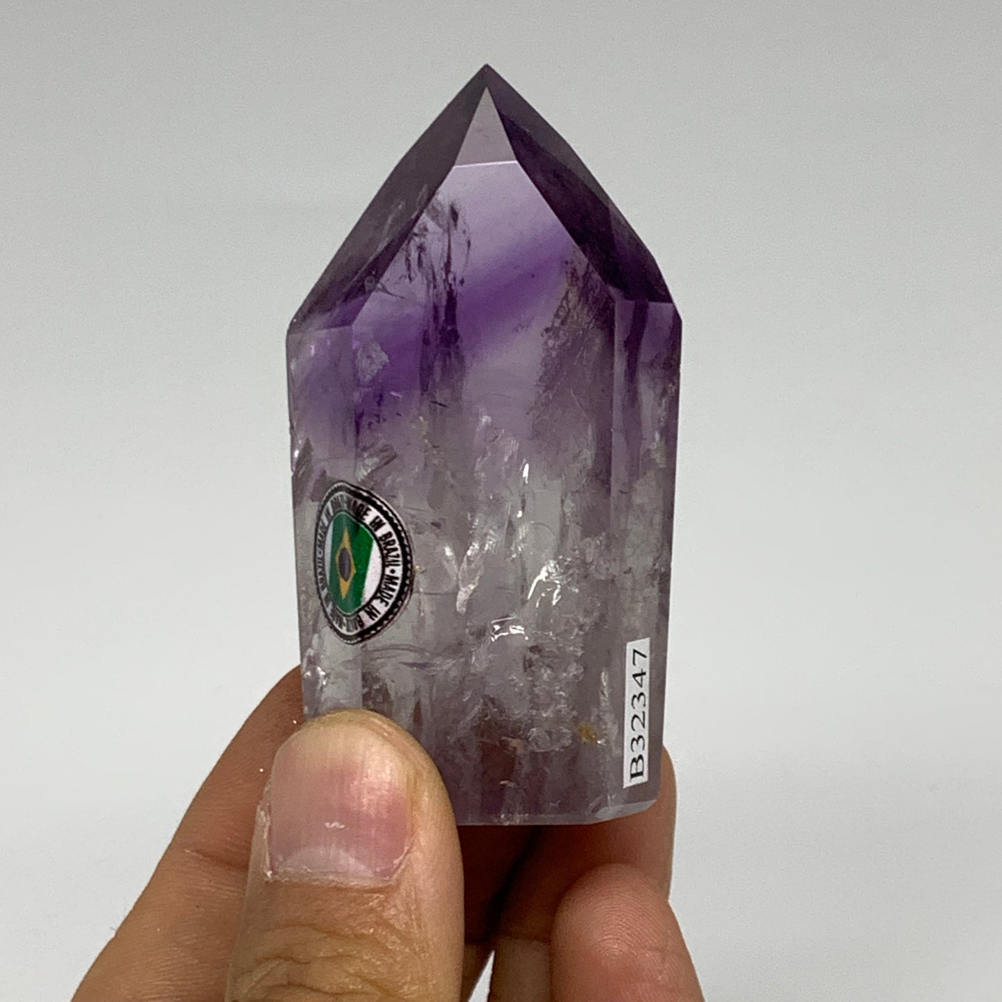 90.6g, 2.6"x1.4"x0.9", Natural Amethyst Tower Point Obelisk @Brazil, B32347