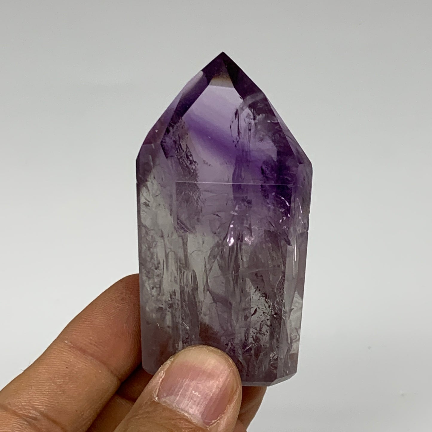 90.6g, 2.6"x1.4"x0.9", Natural Amethyst Tower Point Obelisk @Brazil, B32347