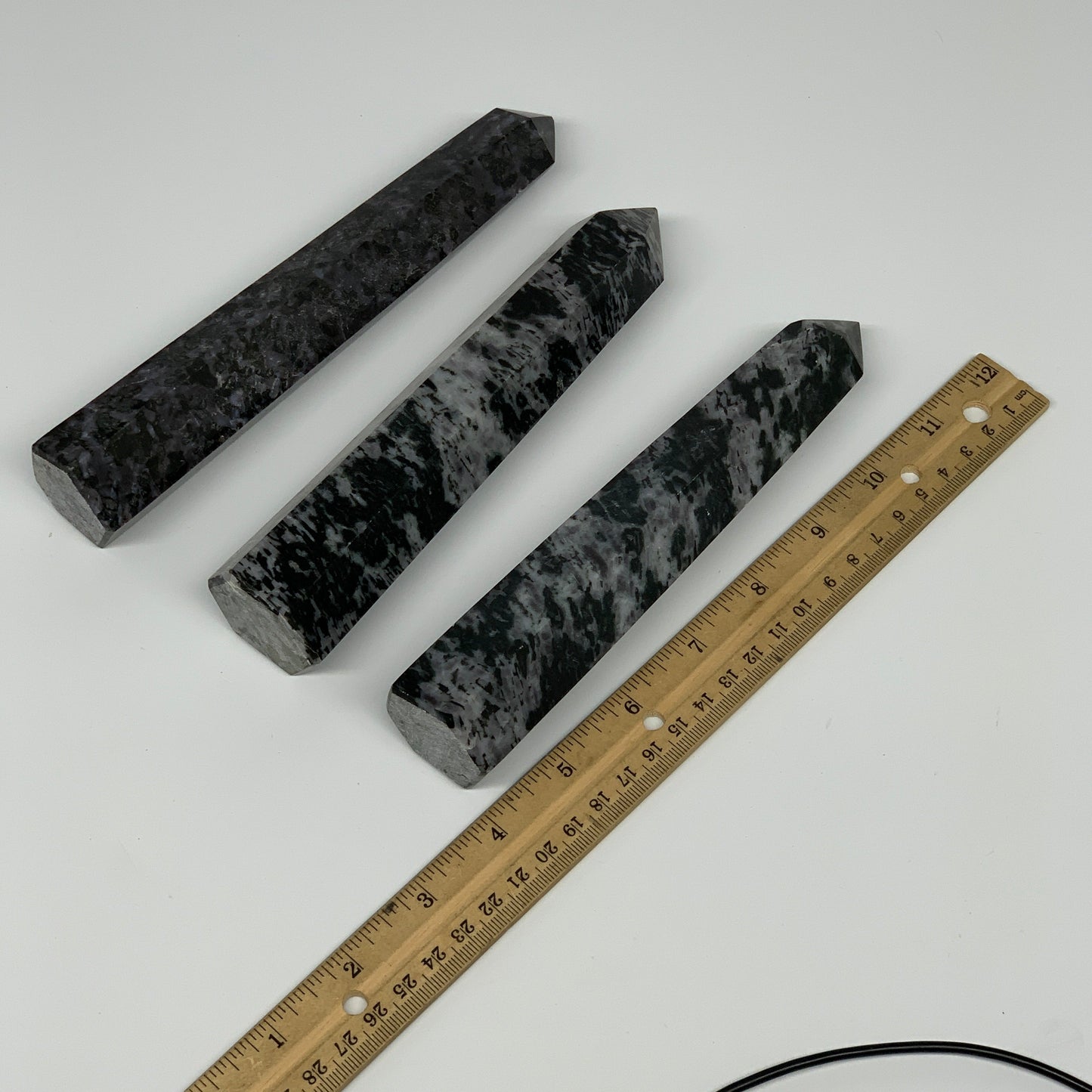 1125 grams, 7" - 7.6", 3 pcs, Indigo Gabro Merlinte Towers/Obelisks, B21435