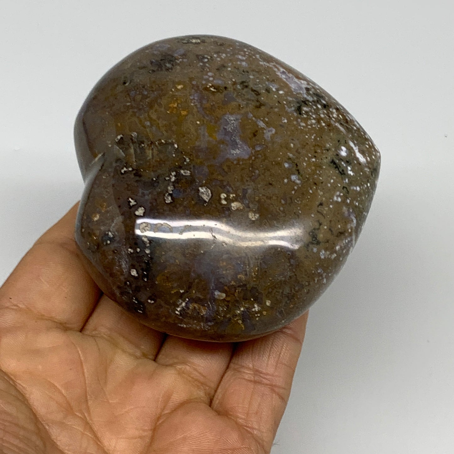 0.65 lbs, 2.9"x3.2"x1.4" Ocean Jasper Heart Polished Healing Crystal, B30894