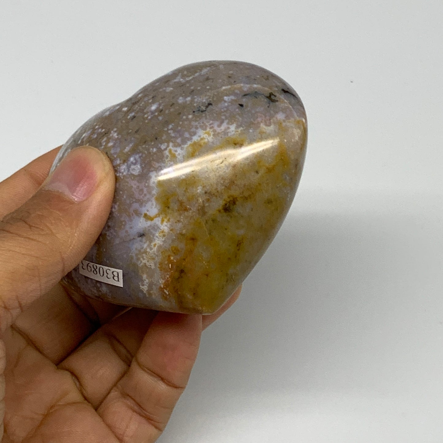 0.55 lbs, 2.6"x3.1"x1.6" Ocean Jasper Heart Polished Healing Crystal, B30893