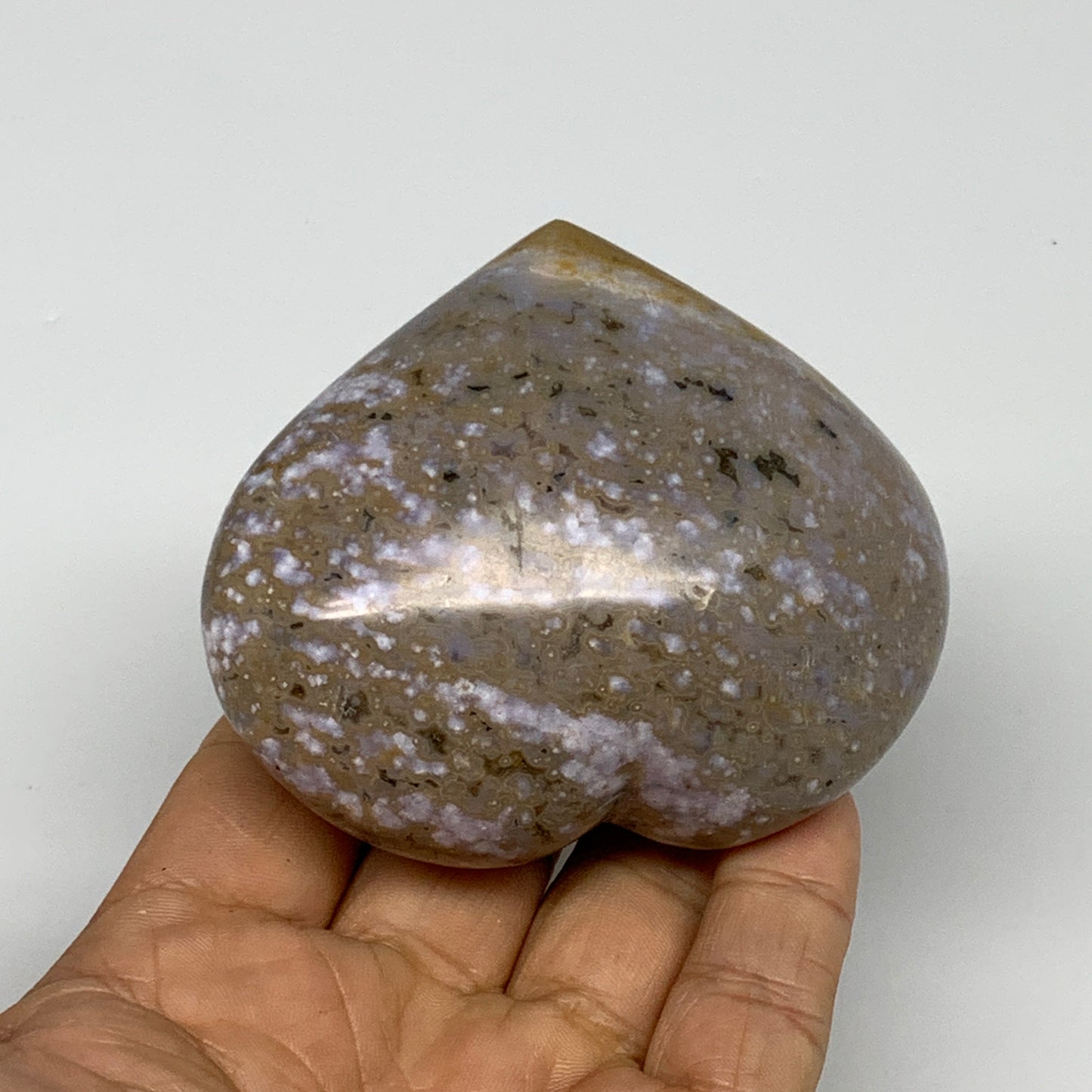 0.55 lbs, 2.6"x3.1"x1.6" Ocean Jasper Heart Polished Healing Crystal, B30893