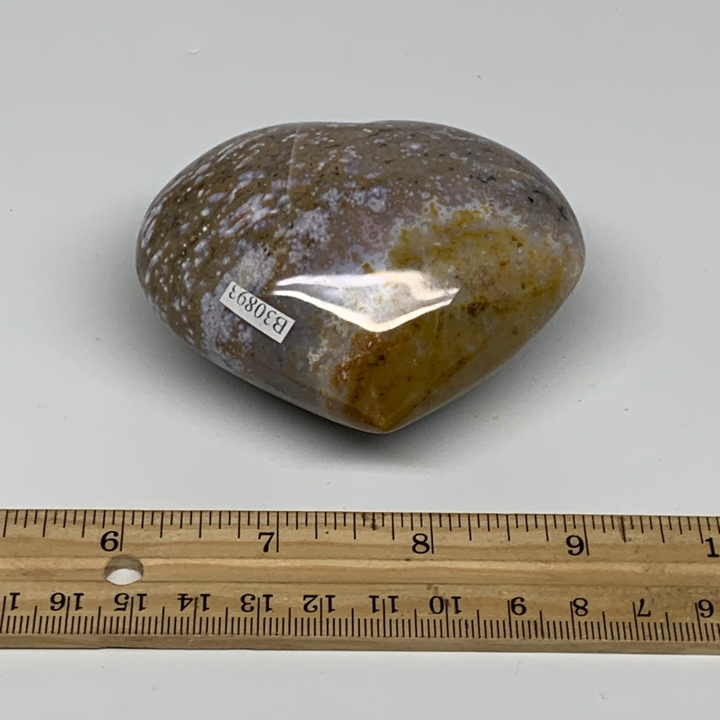 0.55 lbs, 2.6"x3.1"x1.6" Ocean Jasper Heart Polished Healing Crystal, B30893