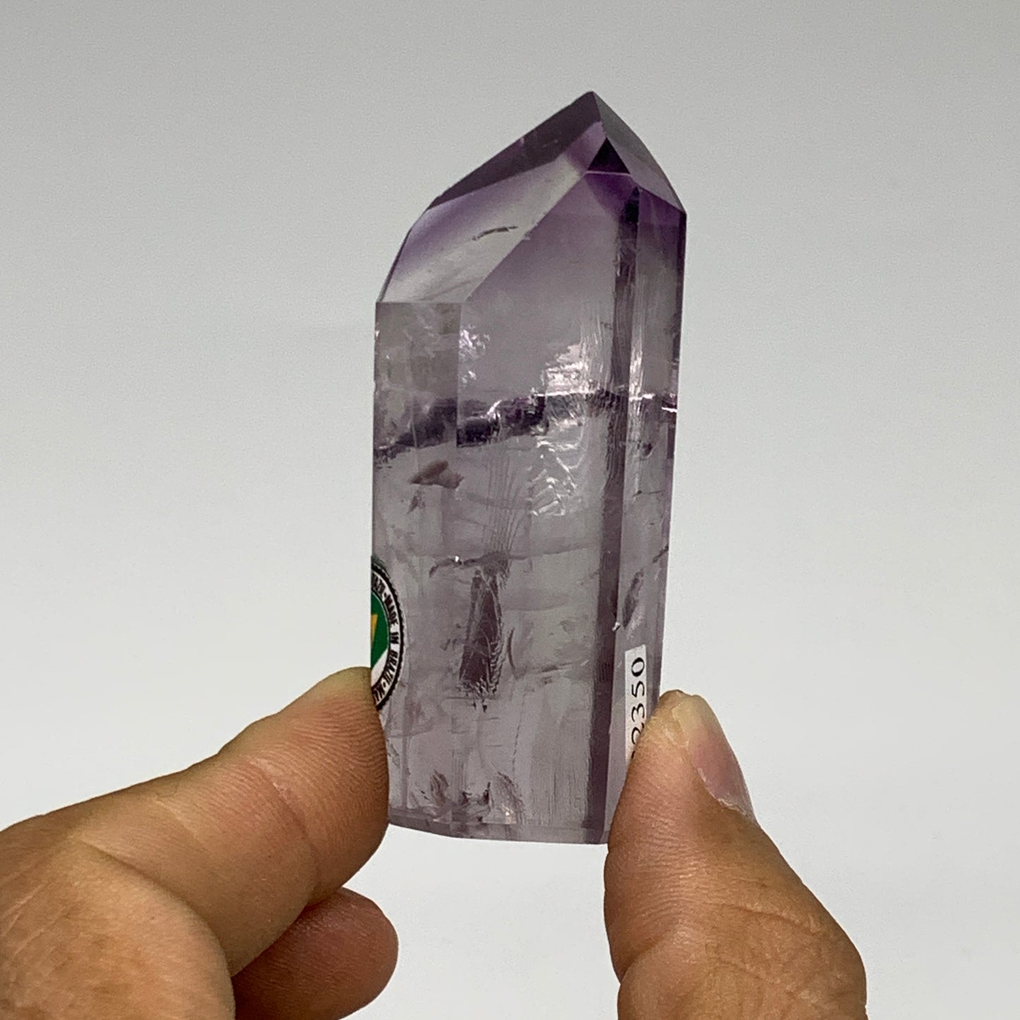 57.1g, 2.6"x1"x0.7", Natural Amethyst Tower Point Obelisk @Brazil, B32350