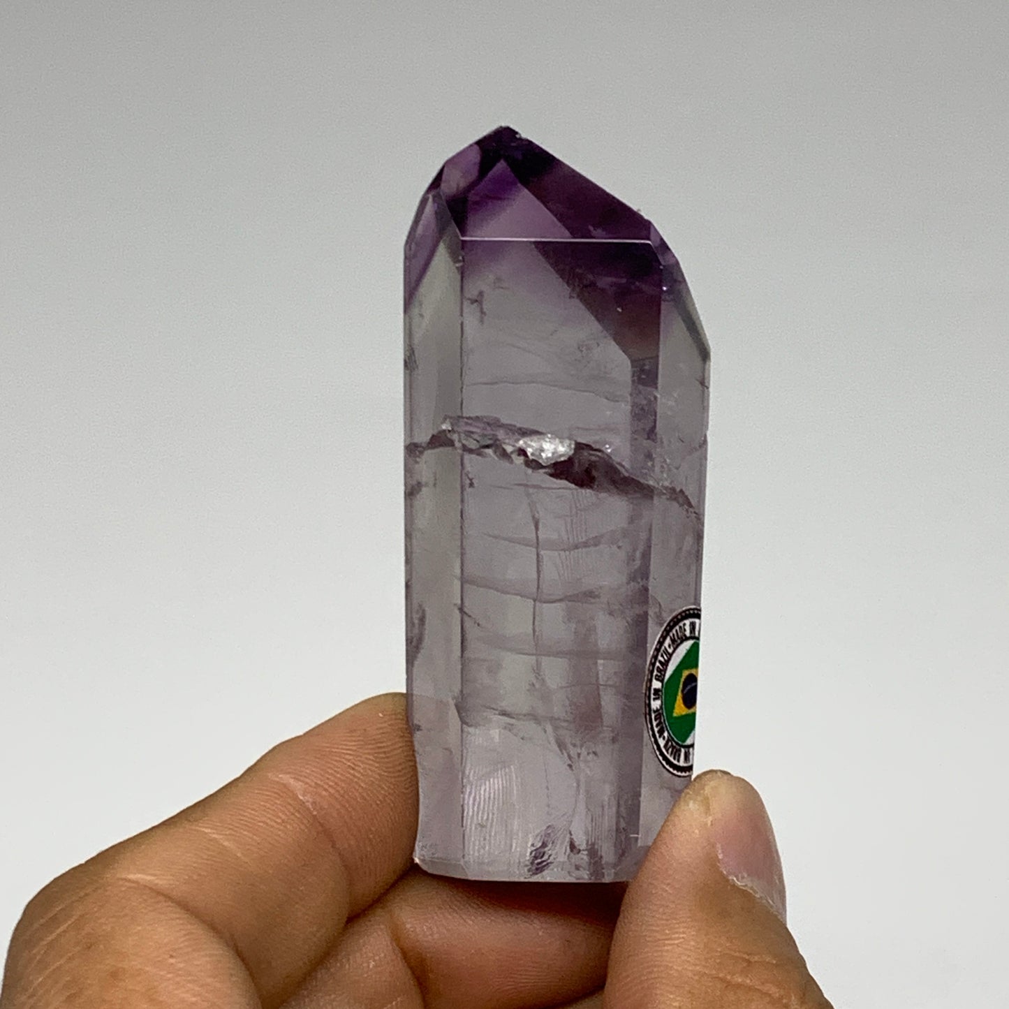 57.1g, 2.6"x1"x0.7", Natural Amethyst Tower Point Obelisk @Brazil, B32350