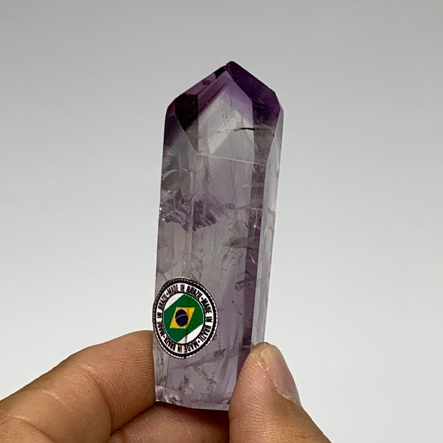 57.1g, 2.6"x1"x0.7", Natural Amethyst Tower Point Obelisk @Brazil, B32350