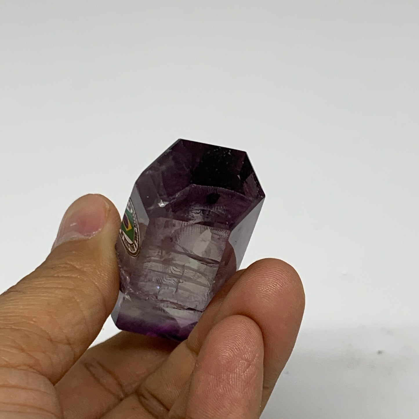 57.1g, 2.6"x1"x0.7", Natural Amethyst Tower Point Obelisk @Brazil, B32350