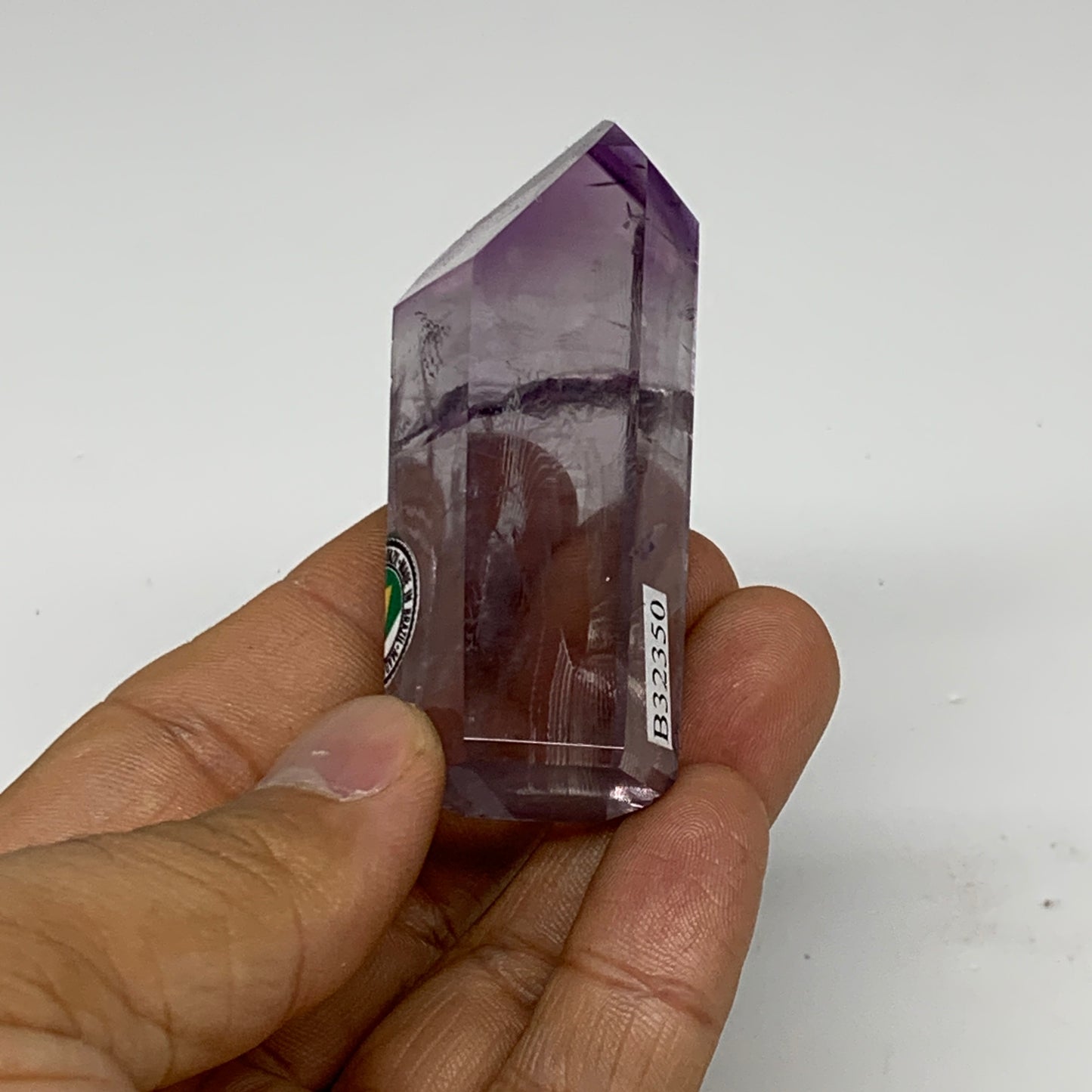 57.1g, 2.6"x1"x0.7", Natural Amethyst Tower Point Obelisk @Brazil, B32350