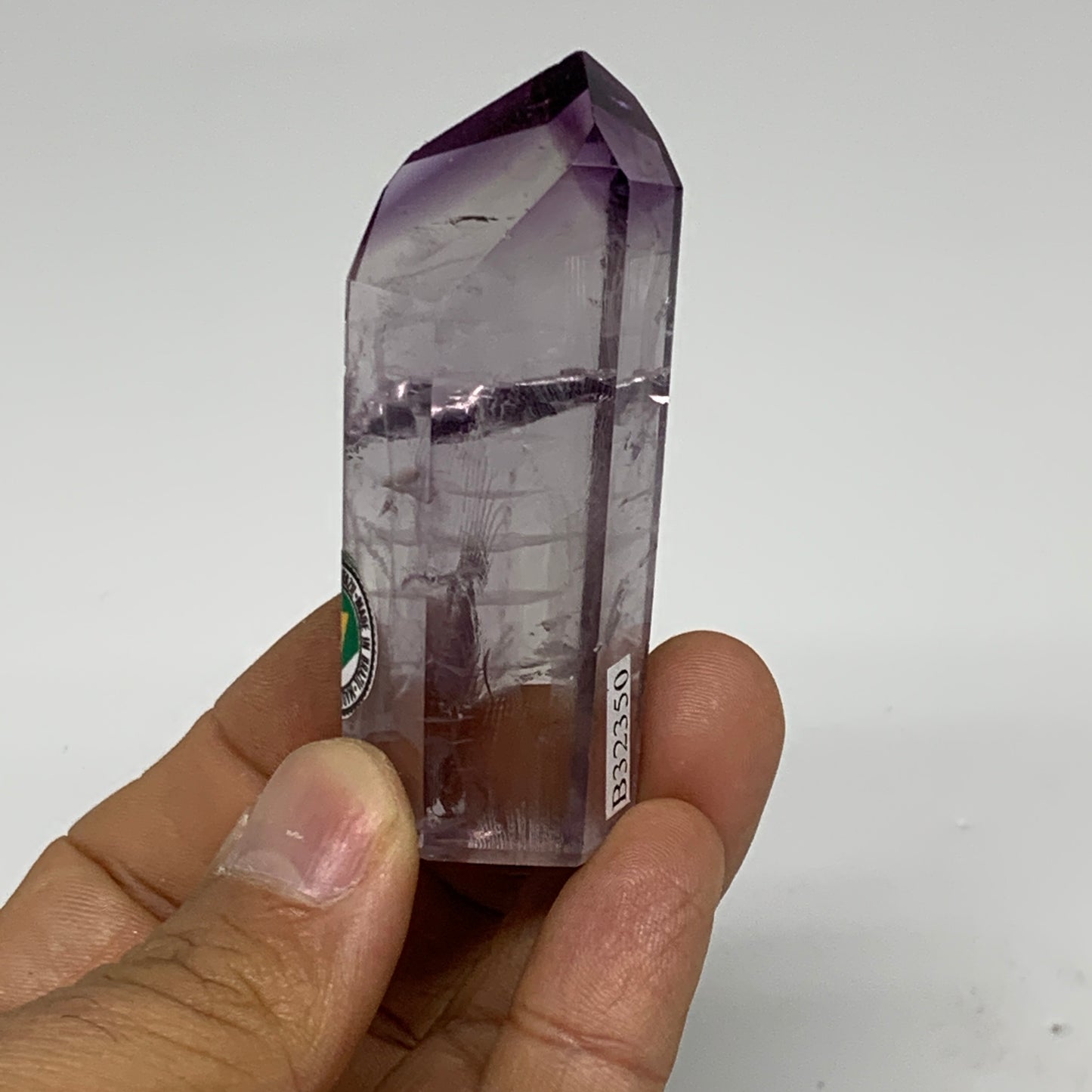 57.1g, 2.6"x1"x0.7", Natural Amethyst Tower Point Obelisk @Brazil, B32350