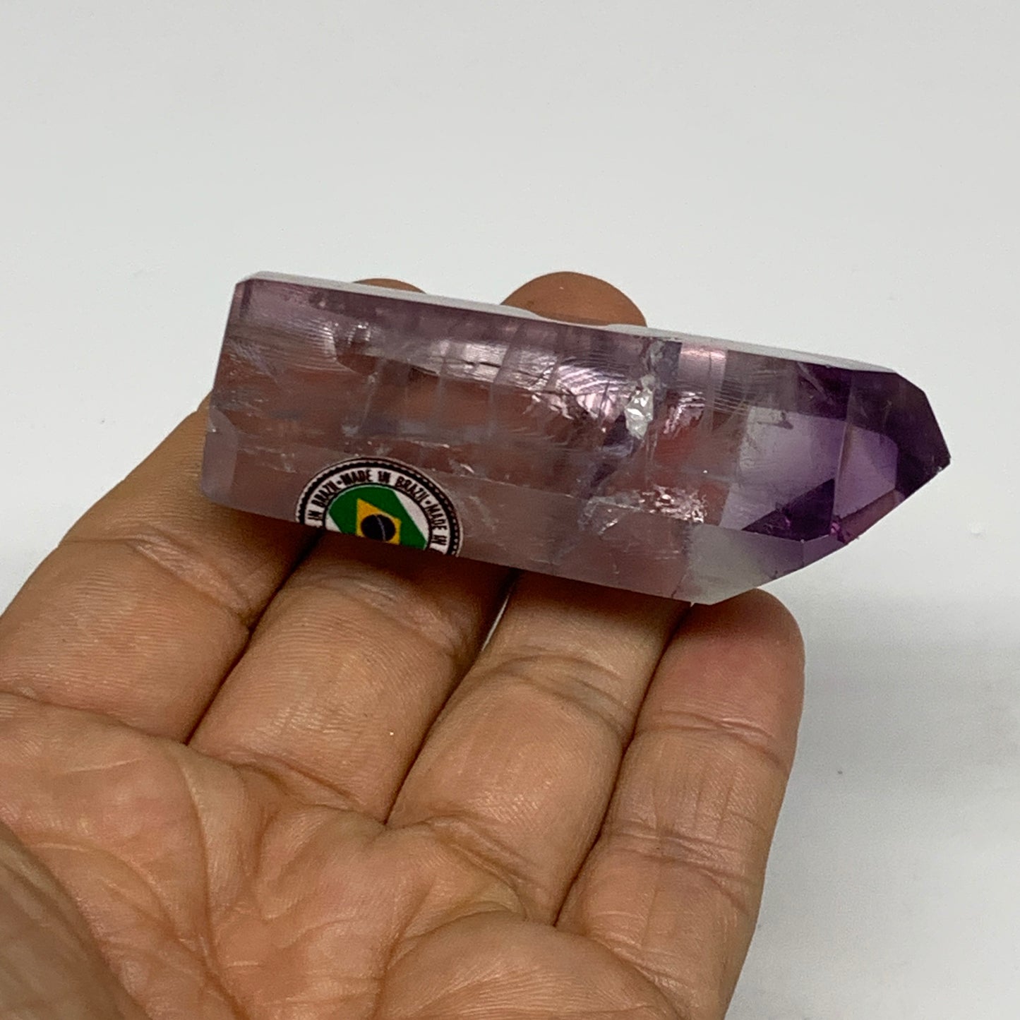 57.1g, 2.6"x1"x0.7", Natural Amethyst Tower Point Obelisk @Brazil, B32350