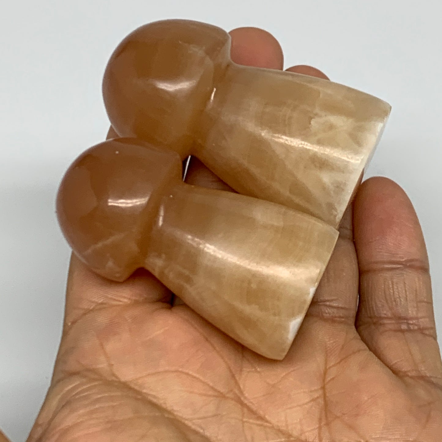 141.7g, 2"-2.2", 2pcs, Natural Honey Calcite Mushroom Gemstone @Pakistan, B31726