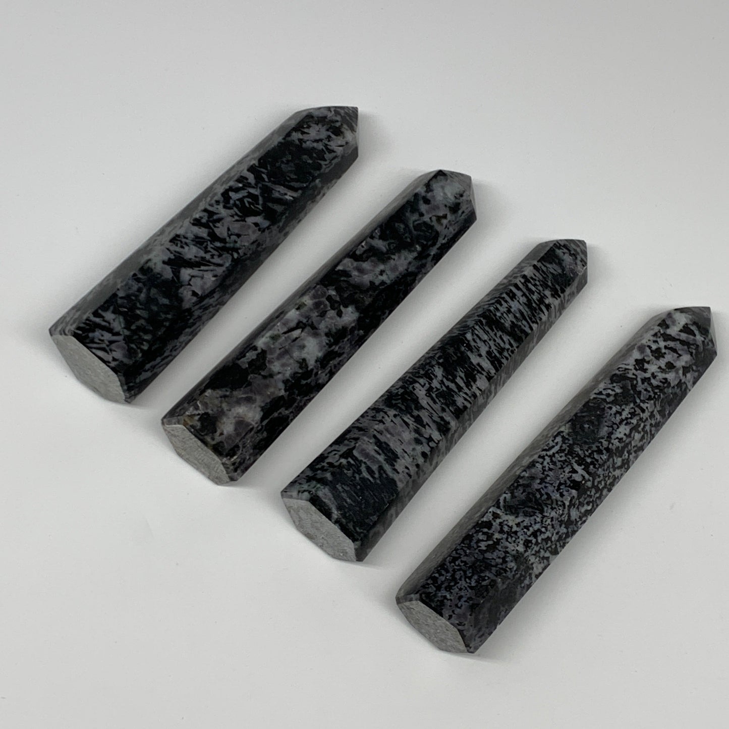 1215 grams, 6.3" - 6.8", 4 pcs, Indigo Gabro Merlinte Towers/Obelisks, B21437