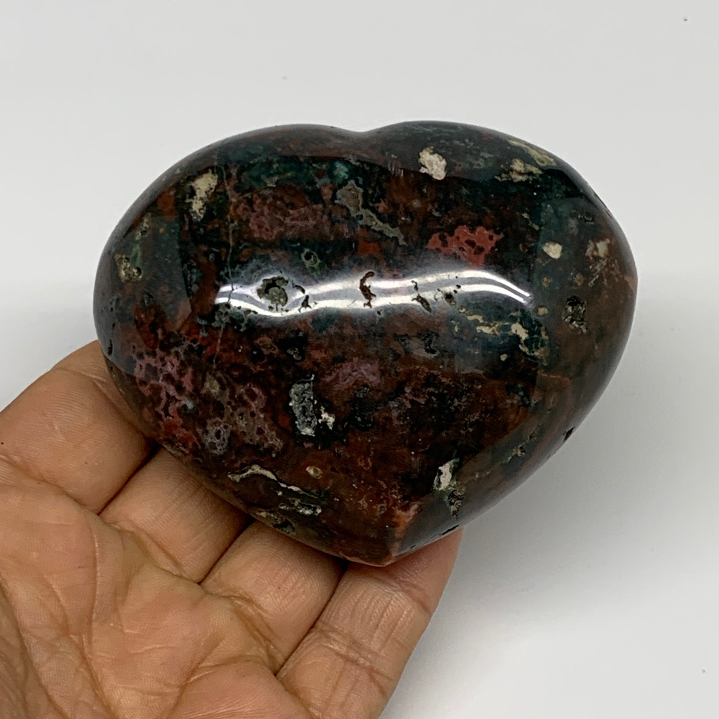 0.59 lbs, 2.6"x3.1"x1.5" Ocean Jasper Heart Polished Healing Crystal, B30889