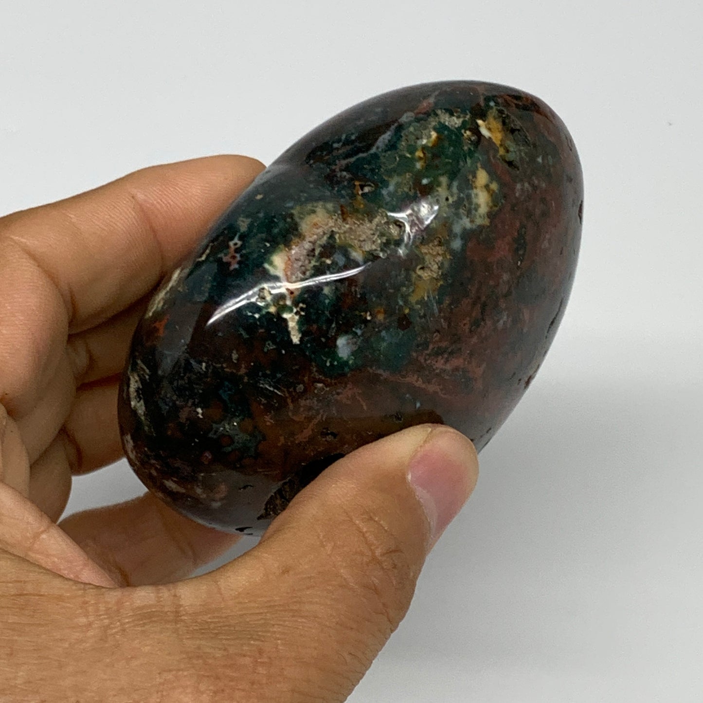 0.59 lbs, 2.6"x3.1"x1.5" Ocean Jasper Heart Polished Healing Crystal, B30889