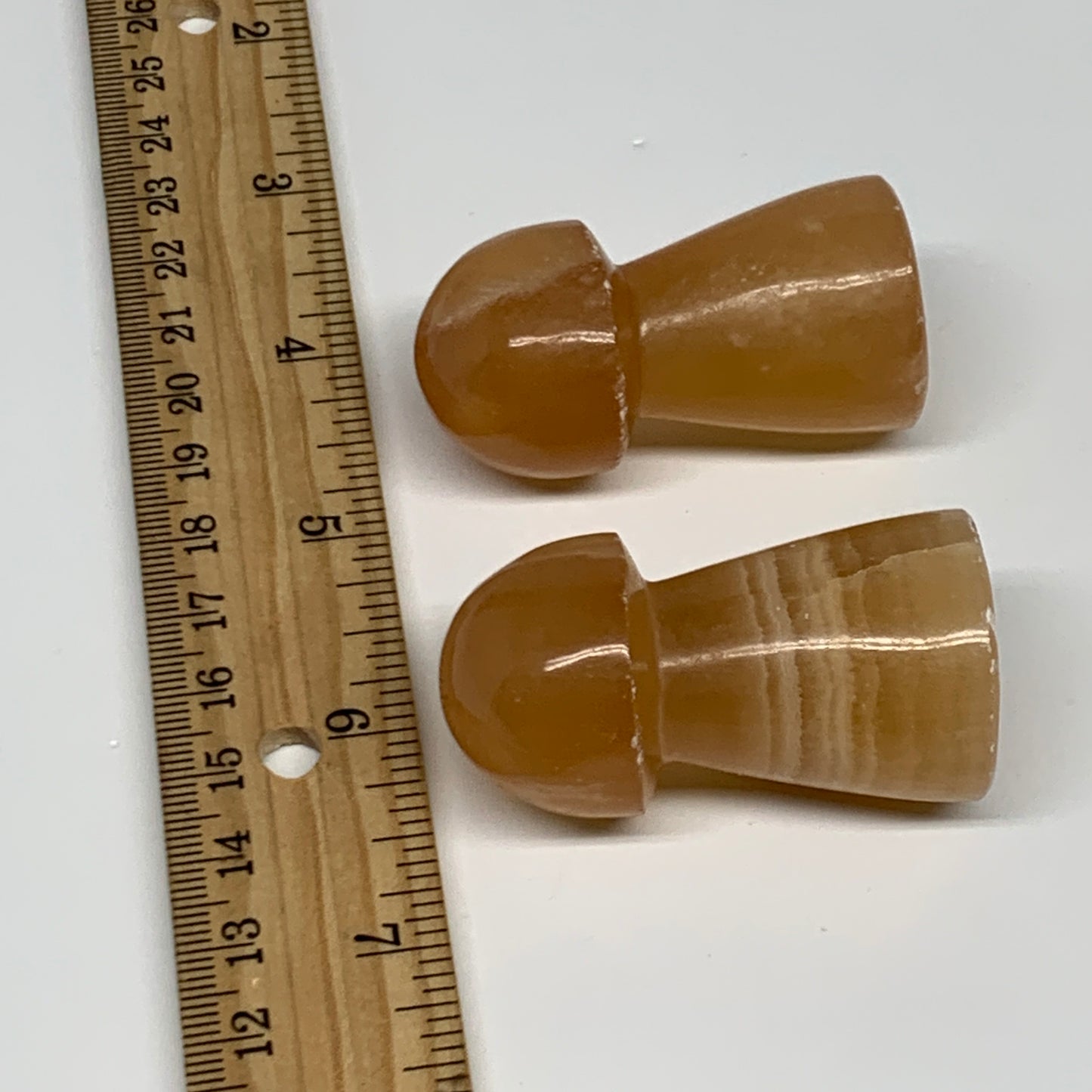 120.2g, 2"-2", 2pcs, Natural Honey Calcite Mushroom Gemstone @Pakistan, B31727