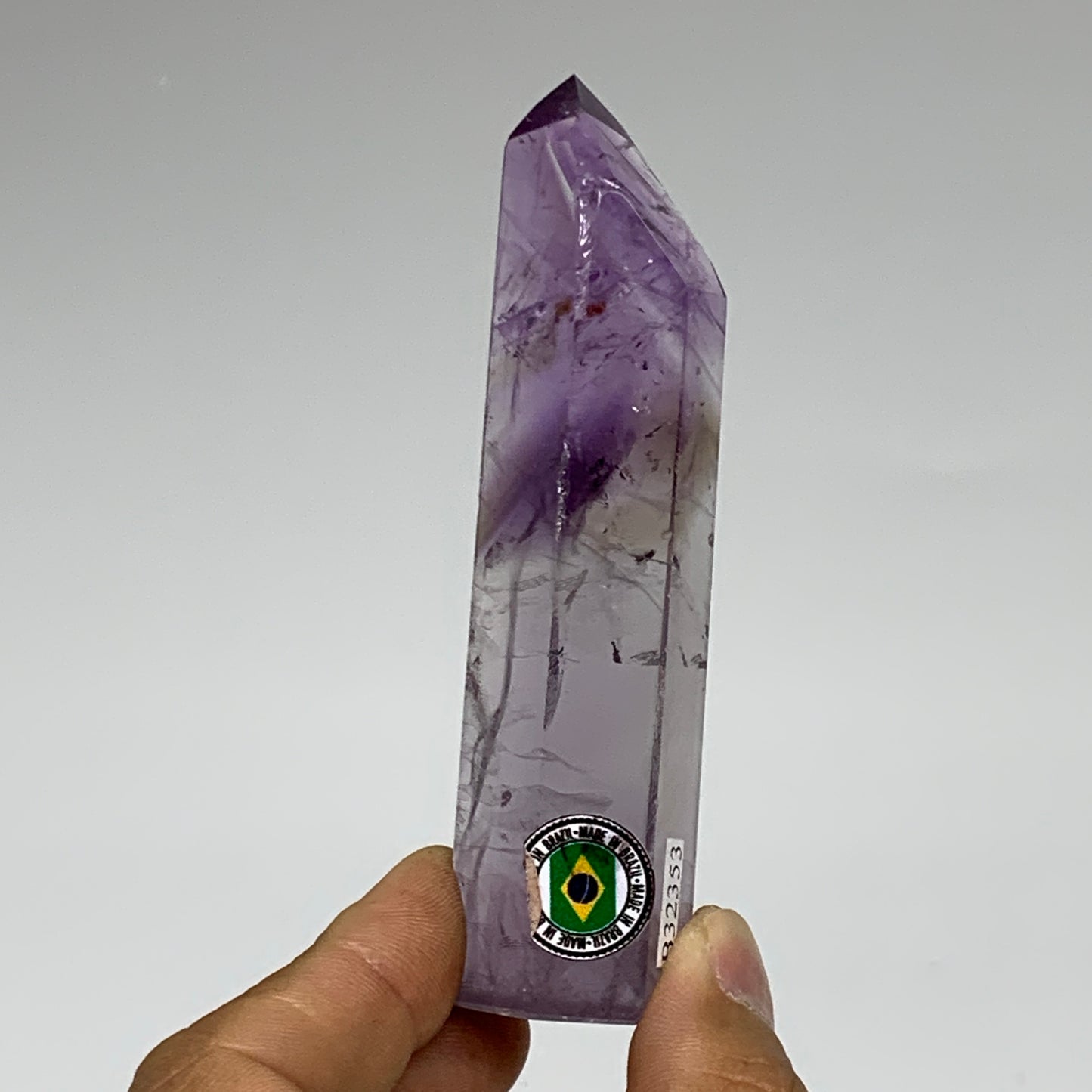 77.5g, 3.8"x1"x0.7", Natural Amethyst Tower Point Obelisk @Brazil, B32353