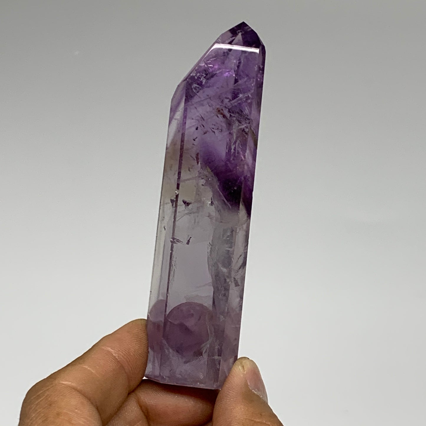 77.5g, 3.8"x1"x0.7", Natural Amethyst Tower Point Obelisk @Brazil, B32353