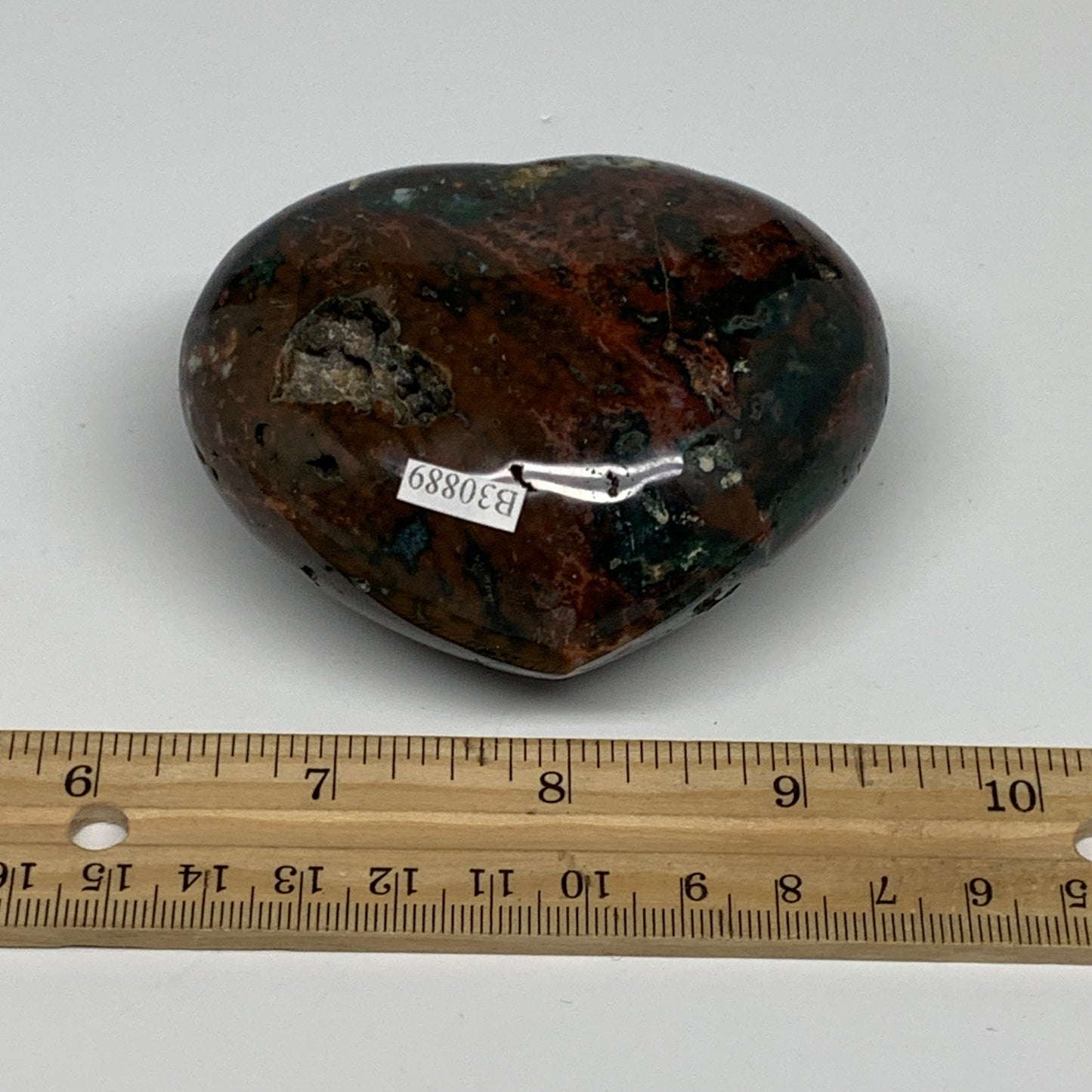 0.59 lbs, 2.6"x3.1"x1.5" Ocean Jasper Heart Polished Healing Crystal, B30889