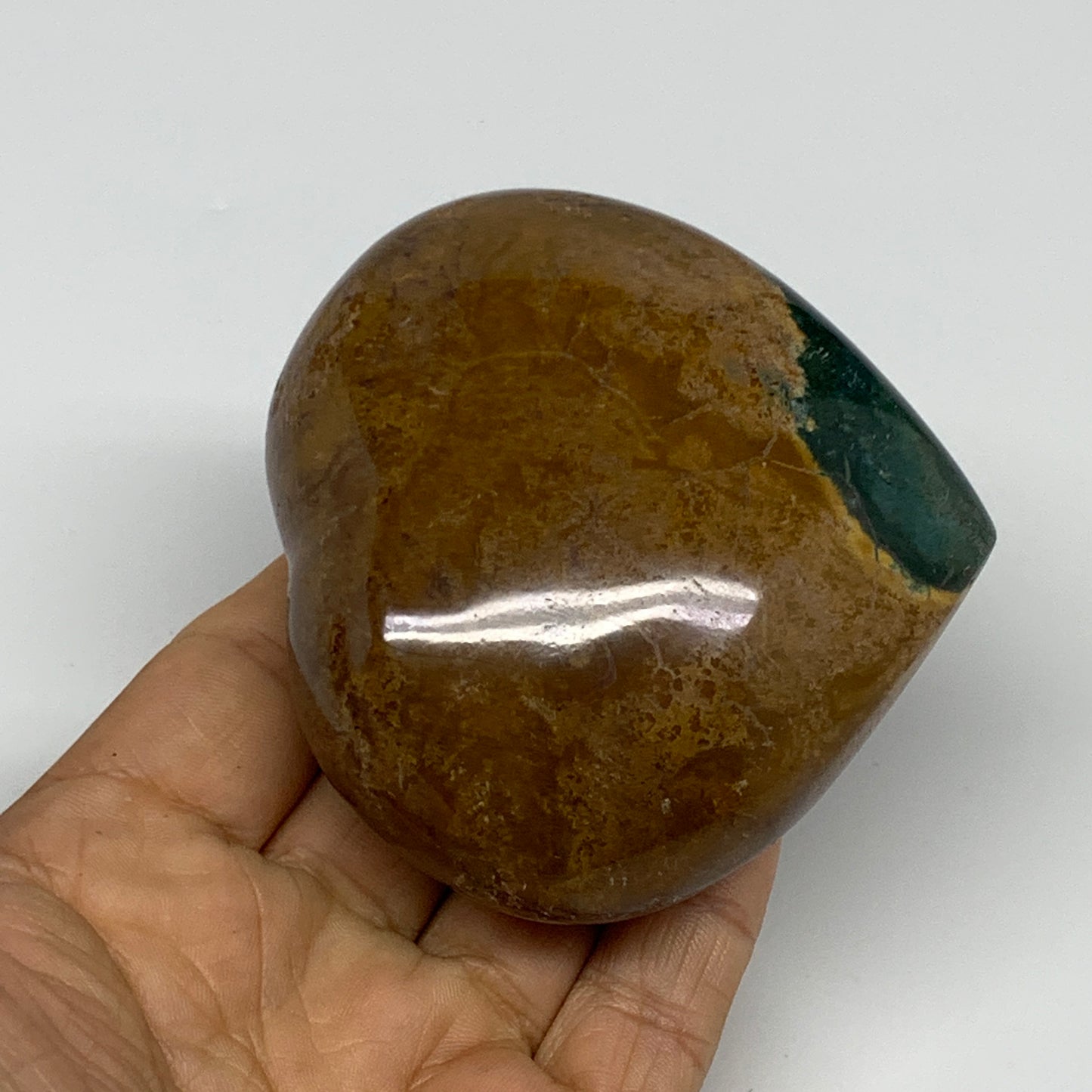 0.63 lbs, 2.9"x3.2"x1.5" Ocean Jasper Heart Polished Healing Crystal, B30888