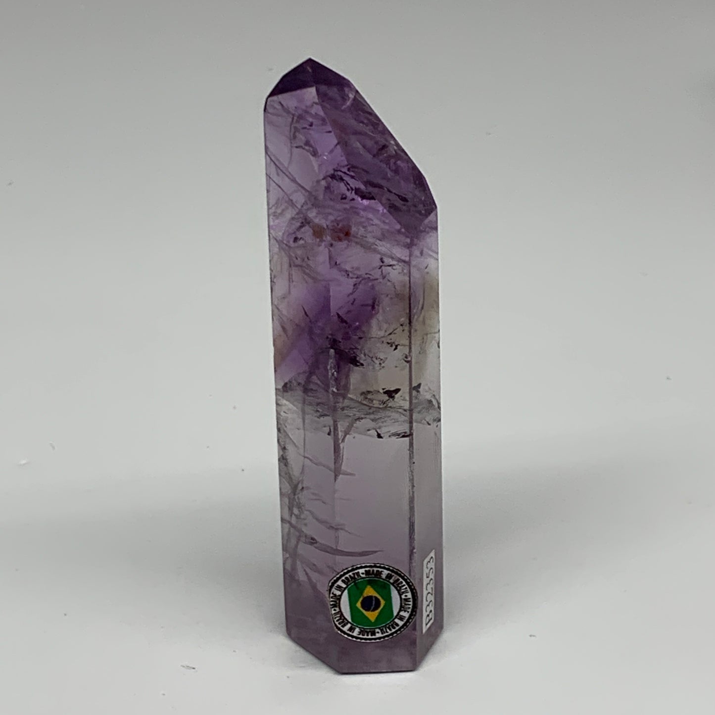 77.5g, 3.8"x1"x0.7", Natural Amethyst Tower Point Obelisk @Brazil, B32353