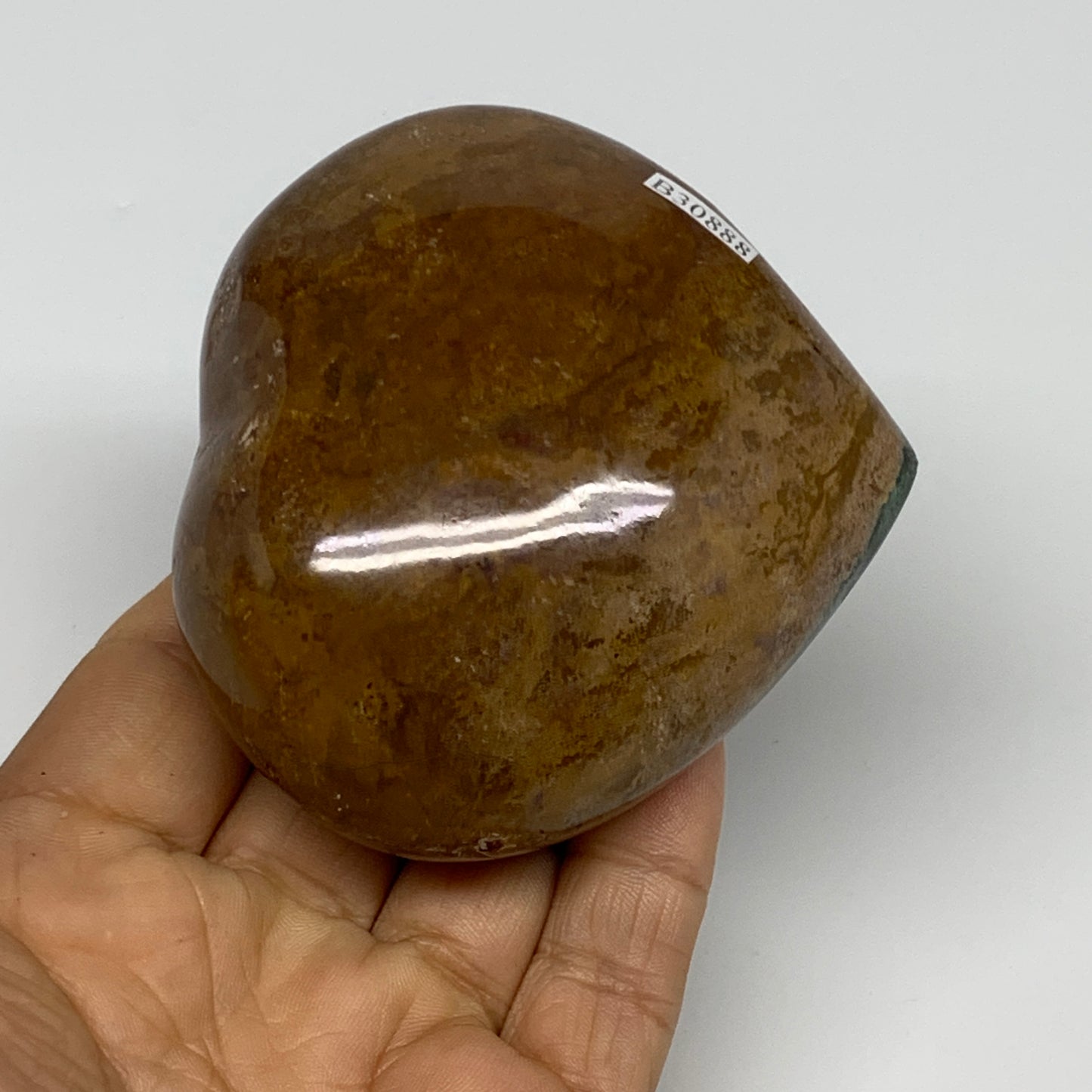 0.63 lbs, 2.9"x3.2"x1.5" Ocean Jasper Heart Polished Healing Crystal, B30888