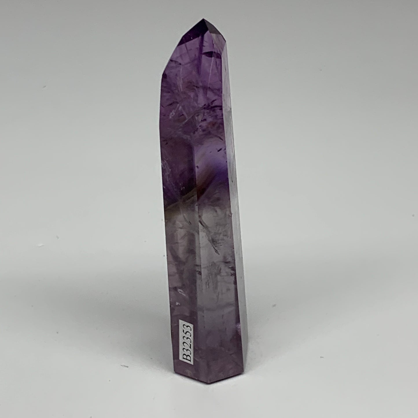 77.5g, 3.8"x1"x0.7", Natural Amethyst Tower Point Obelisk @Brazil, B32353