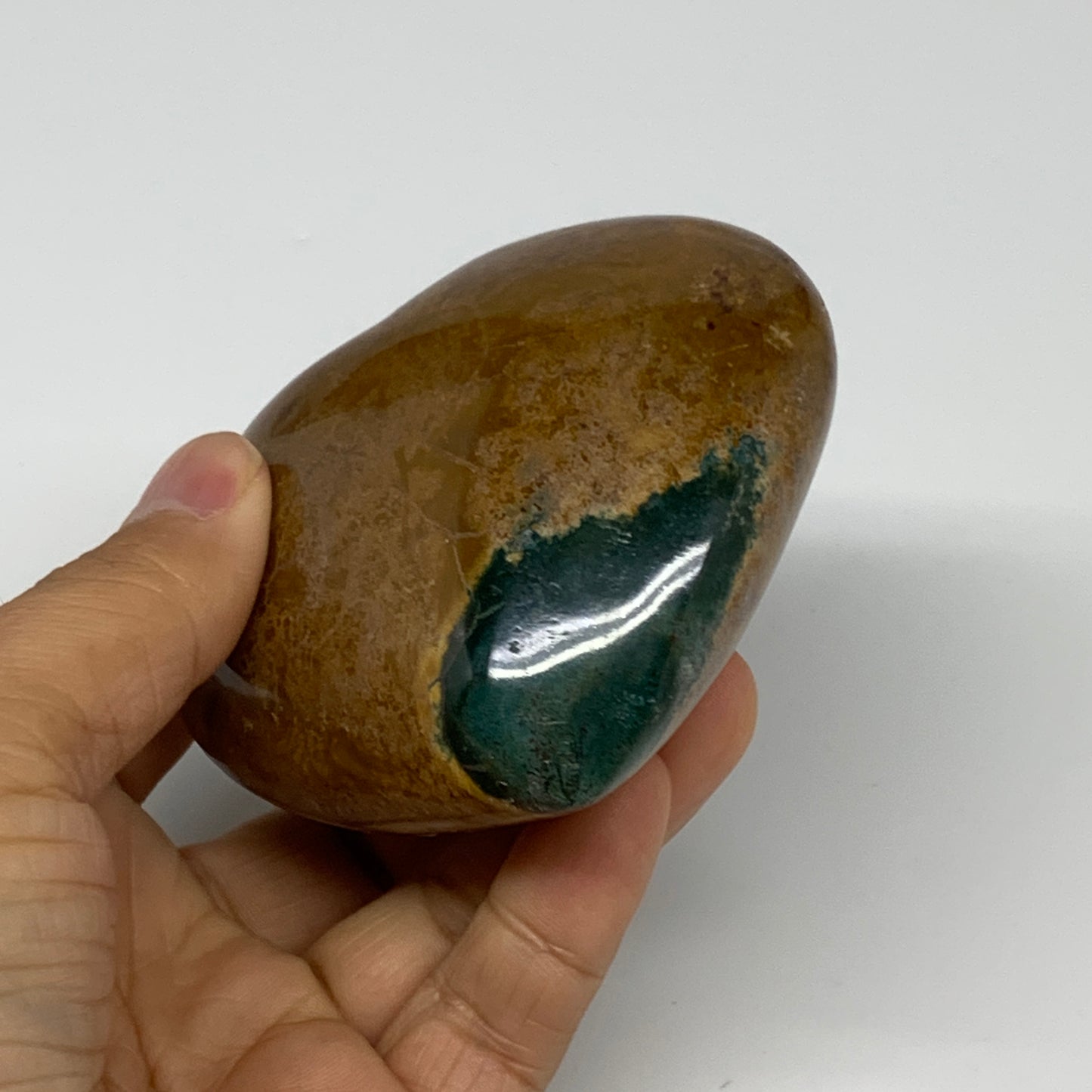 0.63 lbs, 2.9"x3.2"x1.5" Ocean Jasper Heart Polished Healing Crystal, B30888