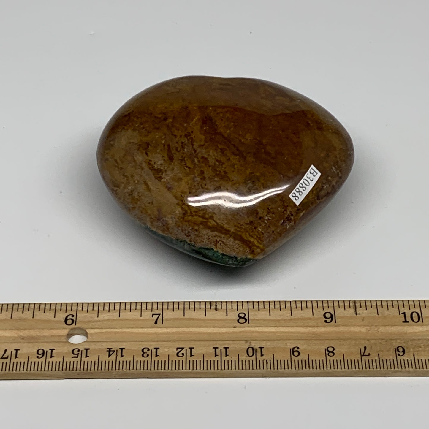 0.63 lbs, 2.9"x3.2"x1.5" Ocean Jasper Heart Polished Healing Crystal, B30888