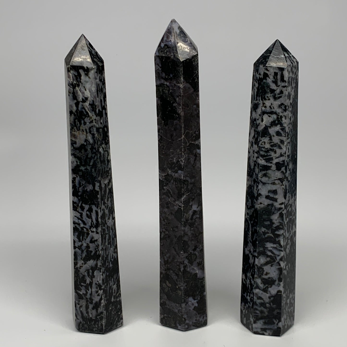 1320 grams, 8" - 8.5", 3 pcs, Indigo Gabro Merlinte Towers/Obelisks, B21445