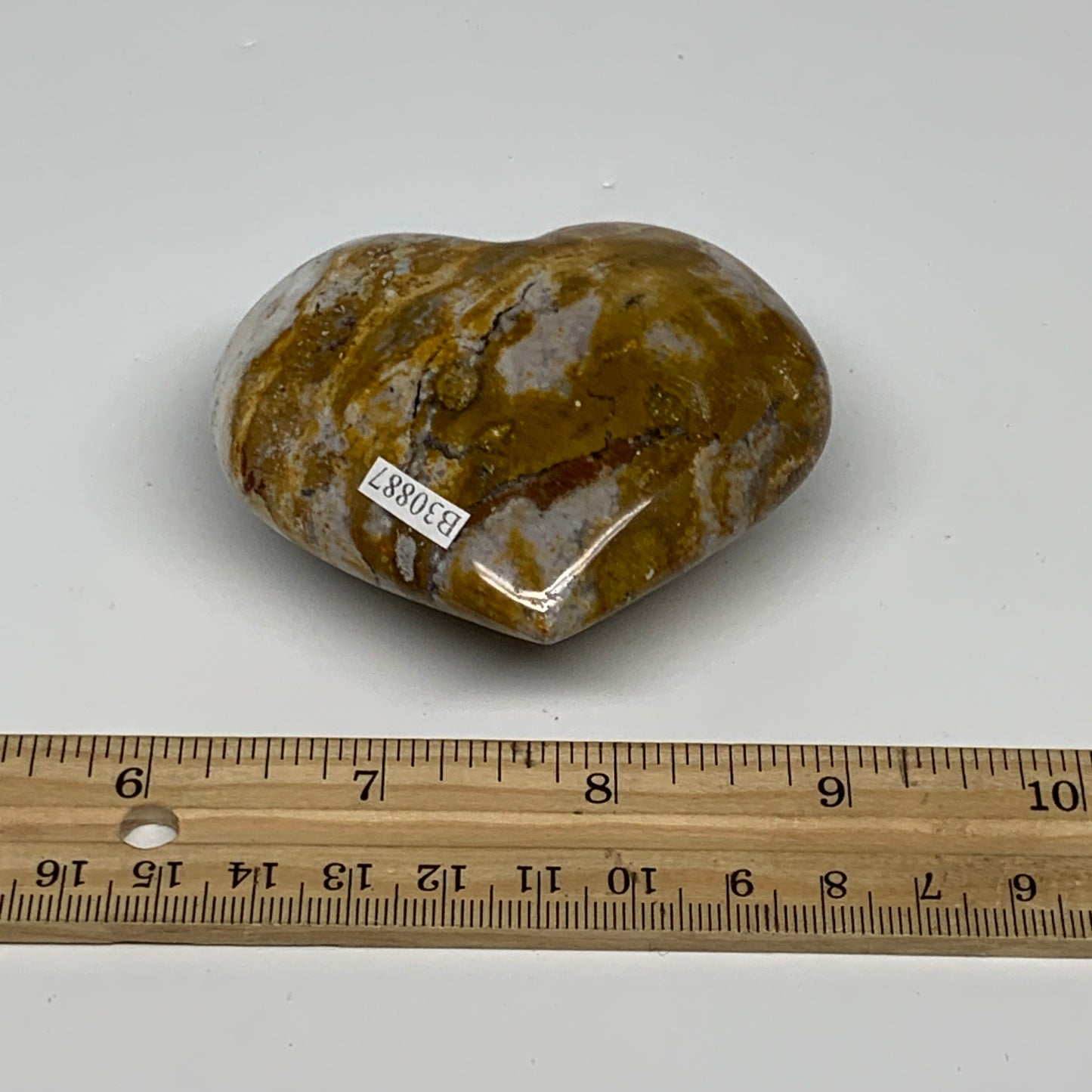 0.37 lbs, 2.5"x2.8"x1.3" Ocean Jasper Heart Polished Healing Crystal, B30887