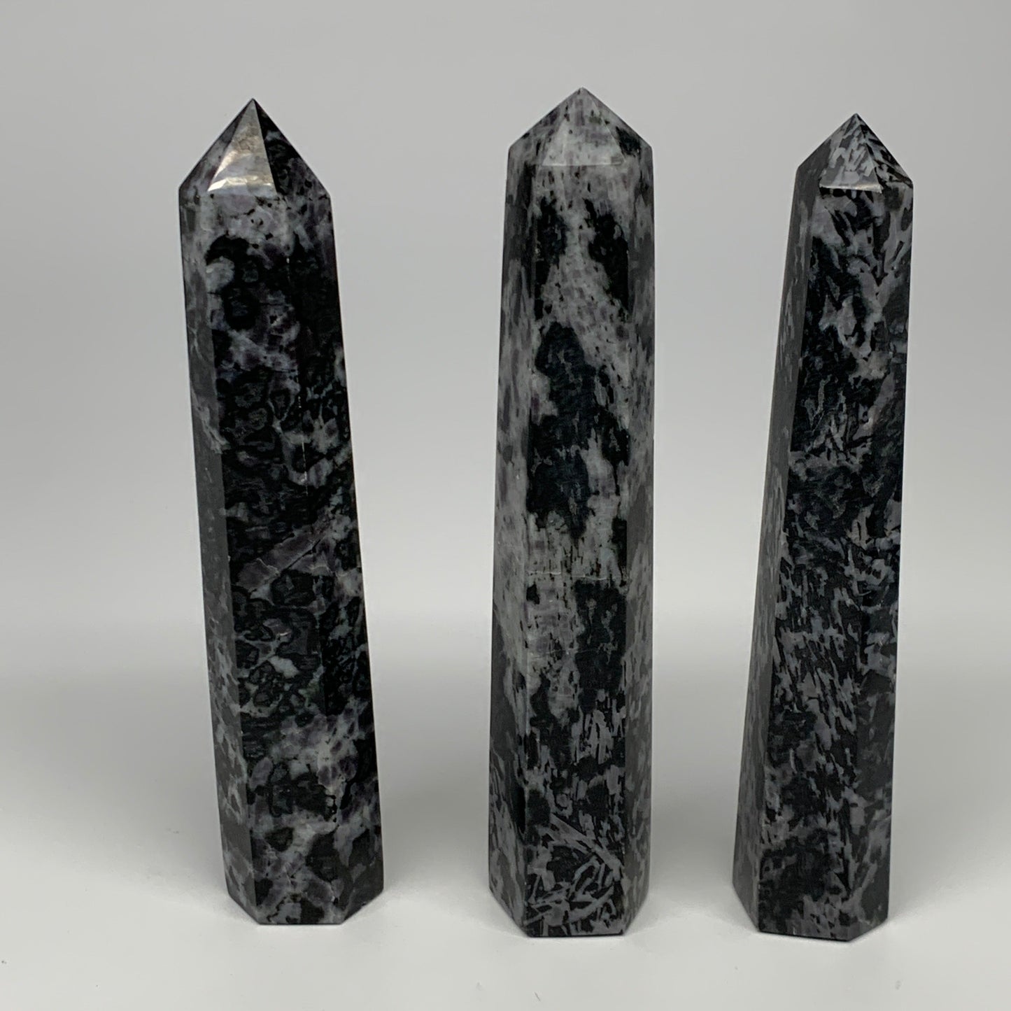 1355 grams, 7.9" - 8", 3 pcs, Indigo Gabro Merlinte Towers/Obelisks, B21444