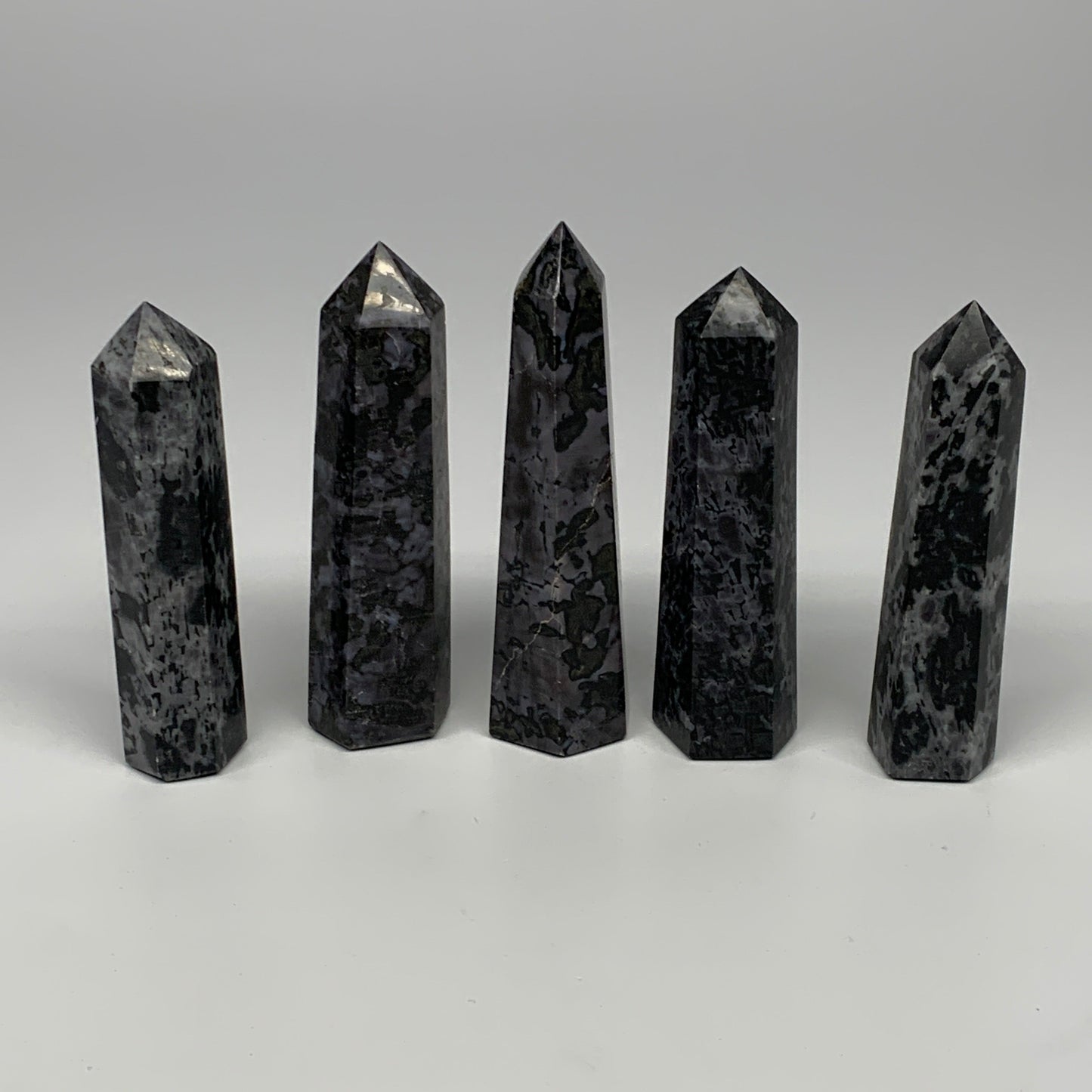 1280 grams, 5" -5.6", 5 pcs, Indigo Gabro Merlinte Towers/Obelisks, B21459