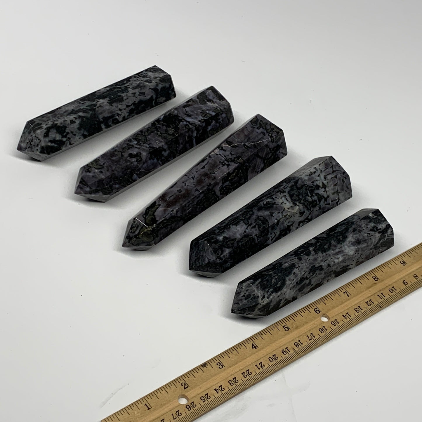 1280 grams, 5" -5.6", 5 pcs, Indigo Gabro Merlinte Towers/Obelisks, B21459