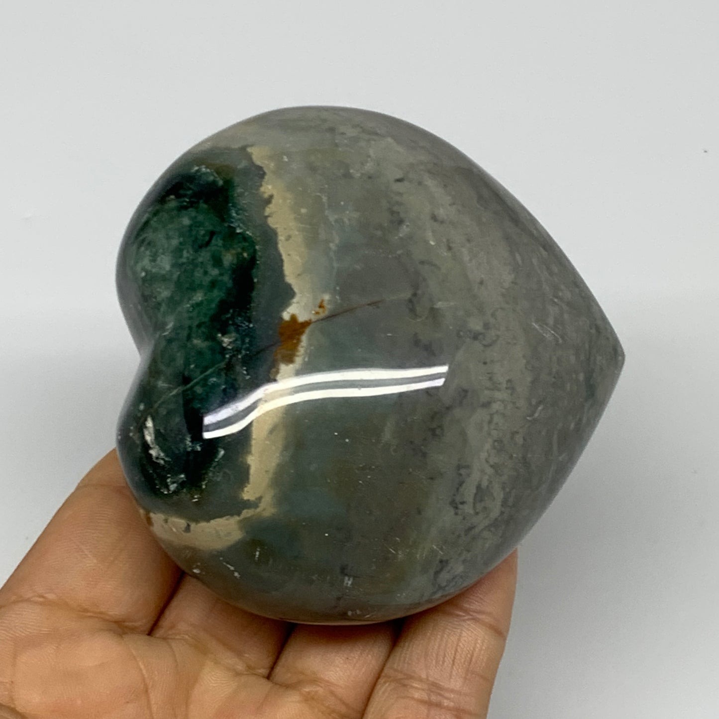 0.69 lbs, 2.9"x3.1"x1.6" Ocean Jasper Heart Polished Healing Crystal, B30880