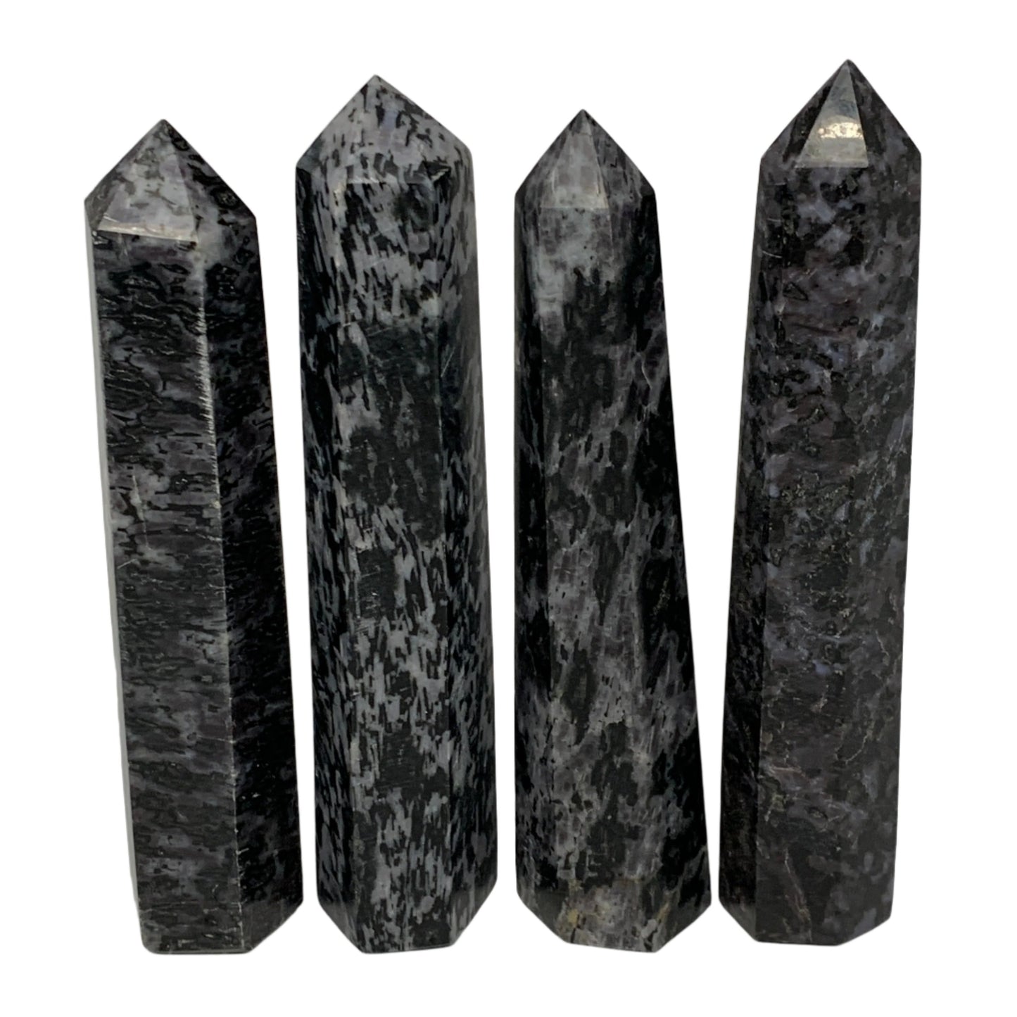 1330 grams, 6.25" -6.8", 4 pcs, Indigo Gabro Merlinte Towers/Obelisks, B21456