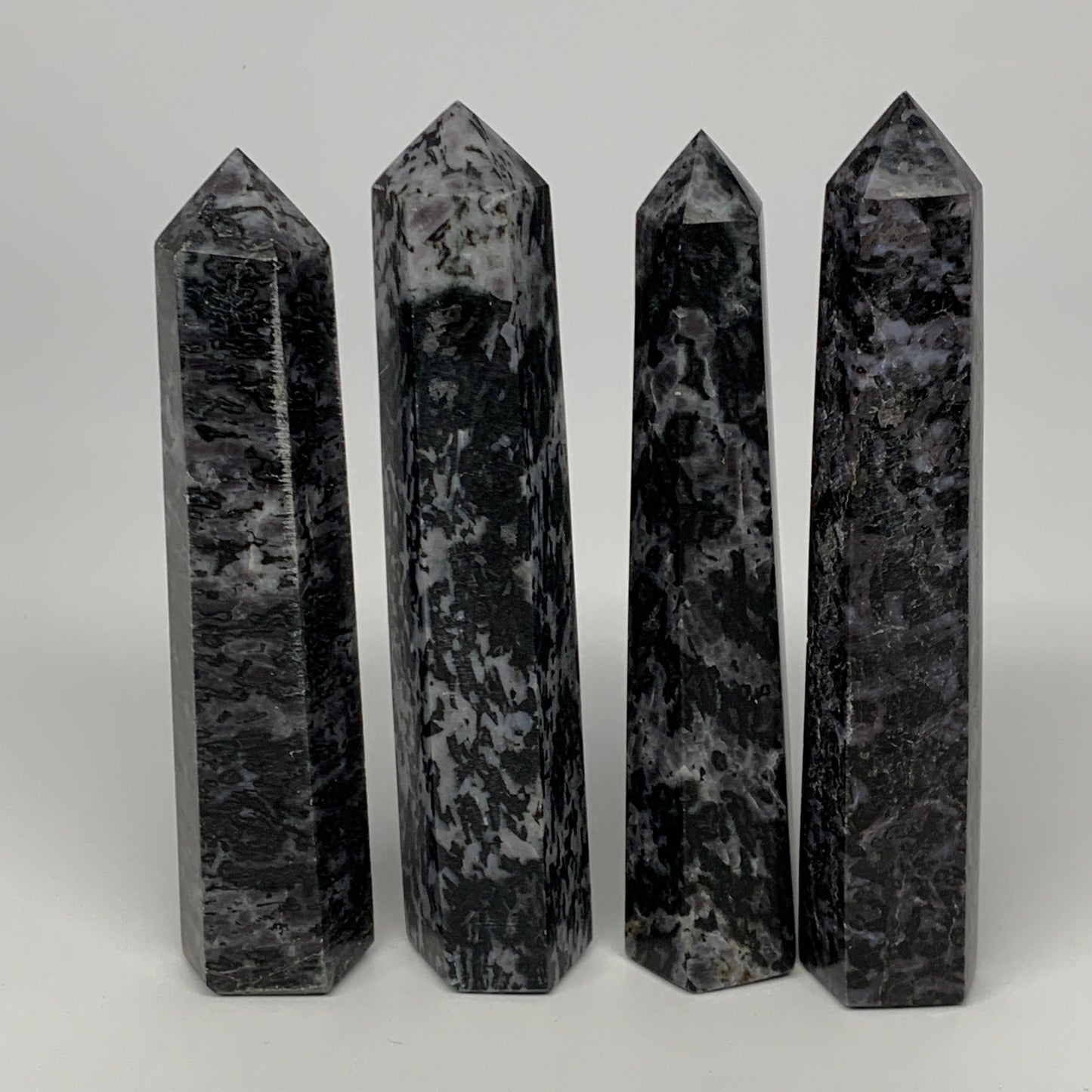 1330 grams, 6.25" -6.8", 4 pcs, Indigo Gabro Merlinte Towers/Obelisks, B21456