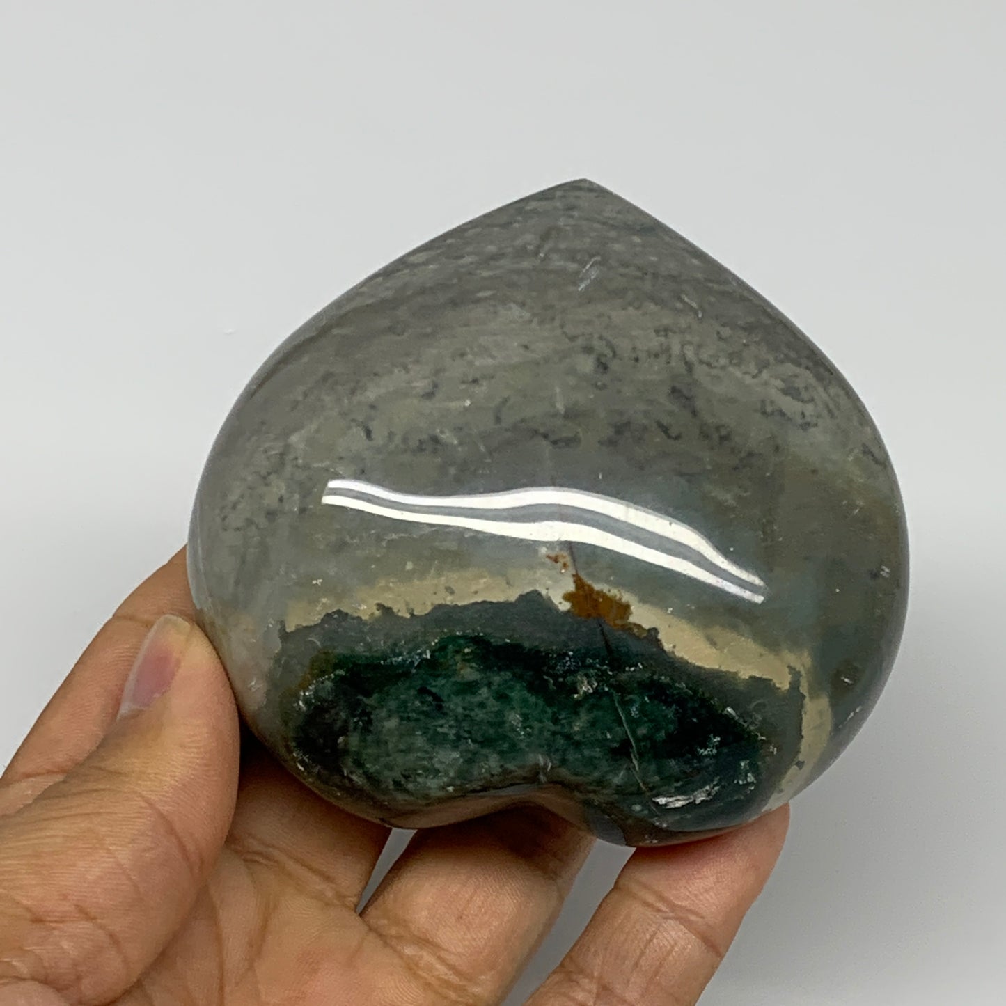 0.69 lbs, 2.9"x3.1"x1.6" Ocean Jasper Heart Polished Healing Crystal, B30880