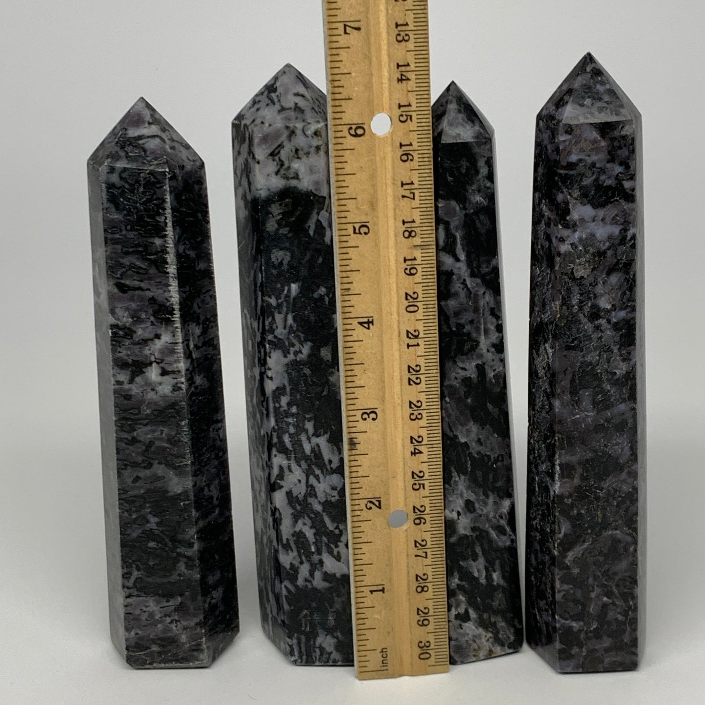 1330 grams, 6.25" -6.8", 4 pcs, Indigo Gabro Merlinte Towers/Obelisks, B21456