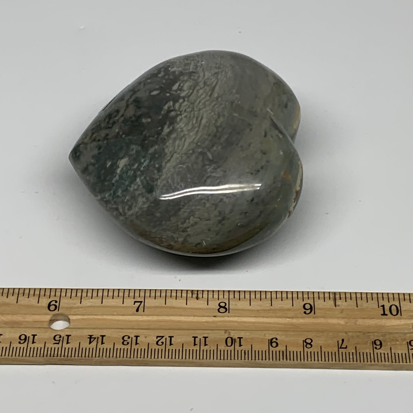 0.69 lbs, 2.9"x3.1"x1.6" Ocean Jasper Heart Polished Healing Crystal, B30880