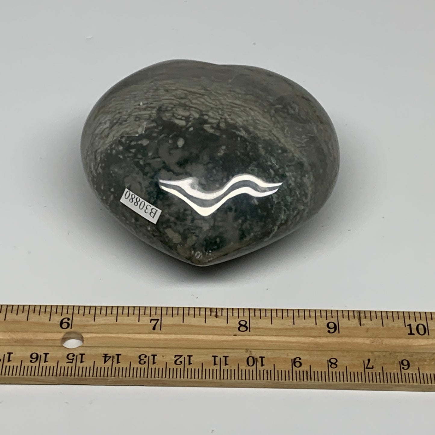 0.69 lbs, 2.9"x3.1"x1.6" Ocean Jasper Heart Polished Healing Crystal, B30880