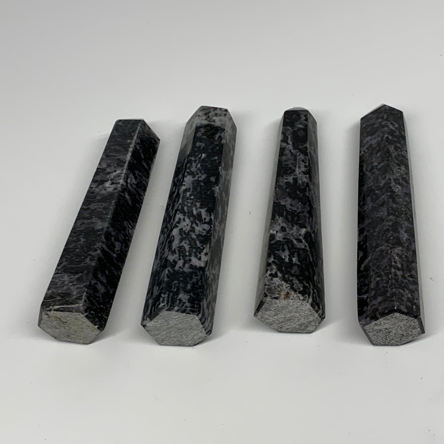 1330 grams, 6.25" -6.8", 4 pcs, Indigo Gabro Merlinte Towers/Obelisks, B21456